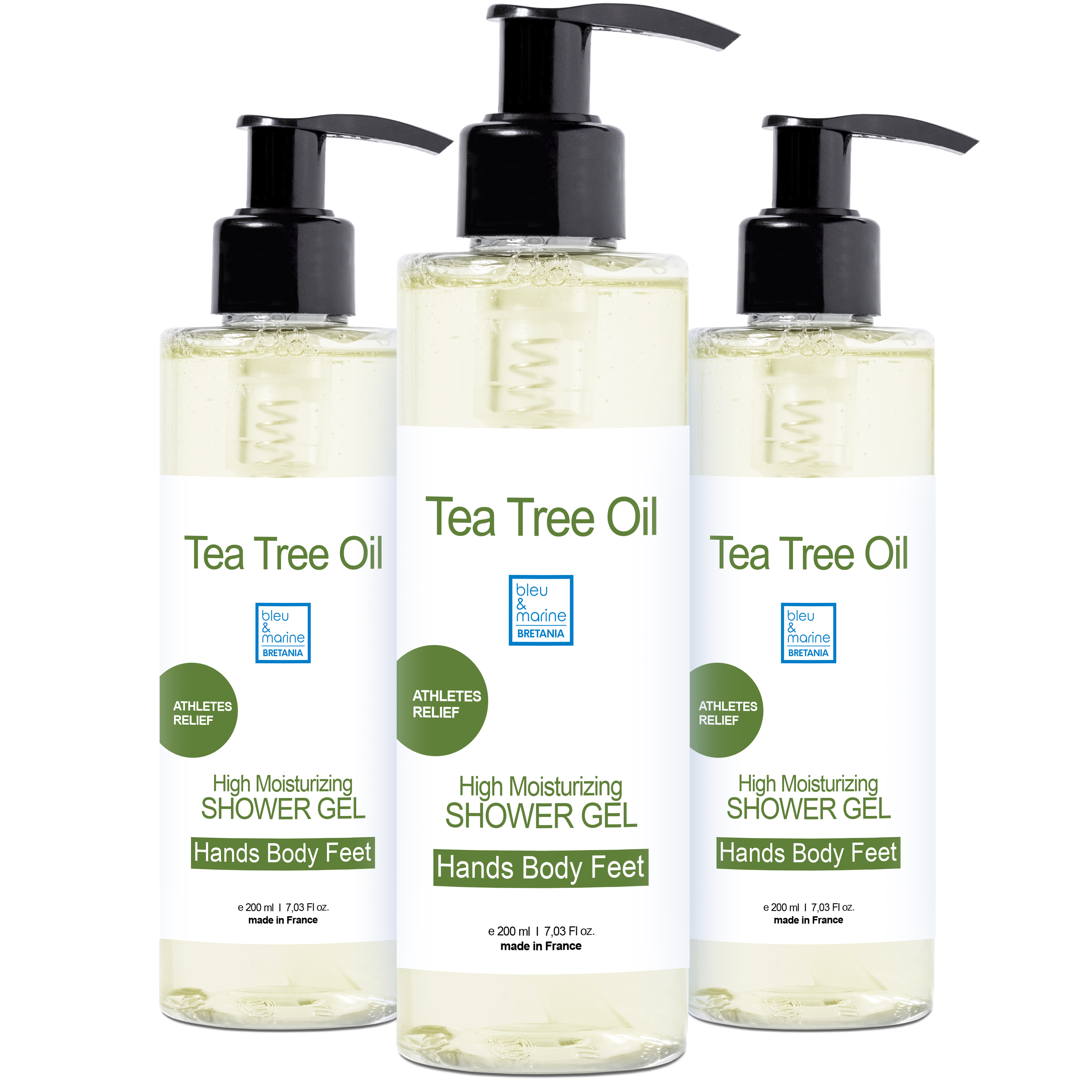Jabón Natural de Árbol del Té, Romero y Menta | Gel Limpiador Facial y Corporal para Piel Grasa, Mixta y con Imperfecciones | Bleu & Marine Bretania