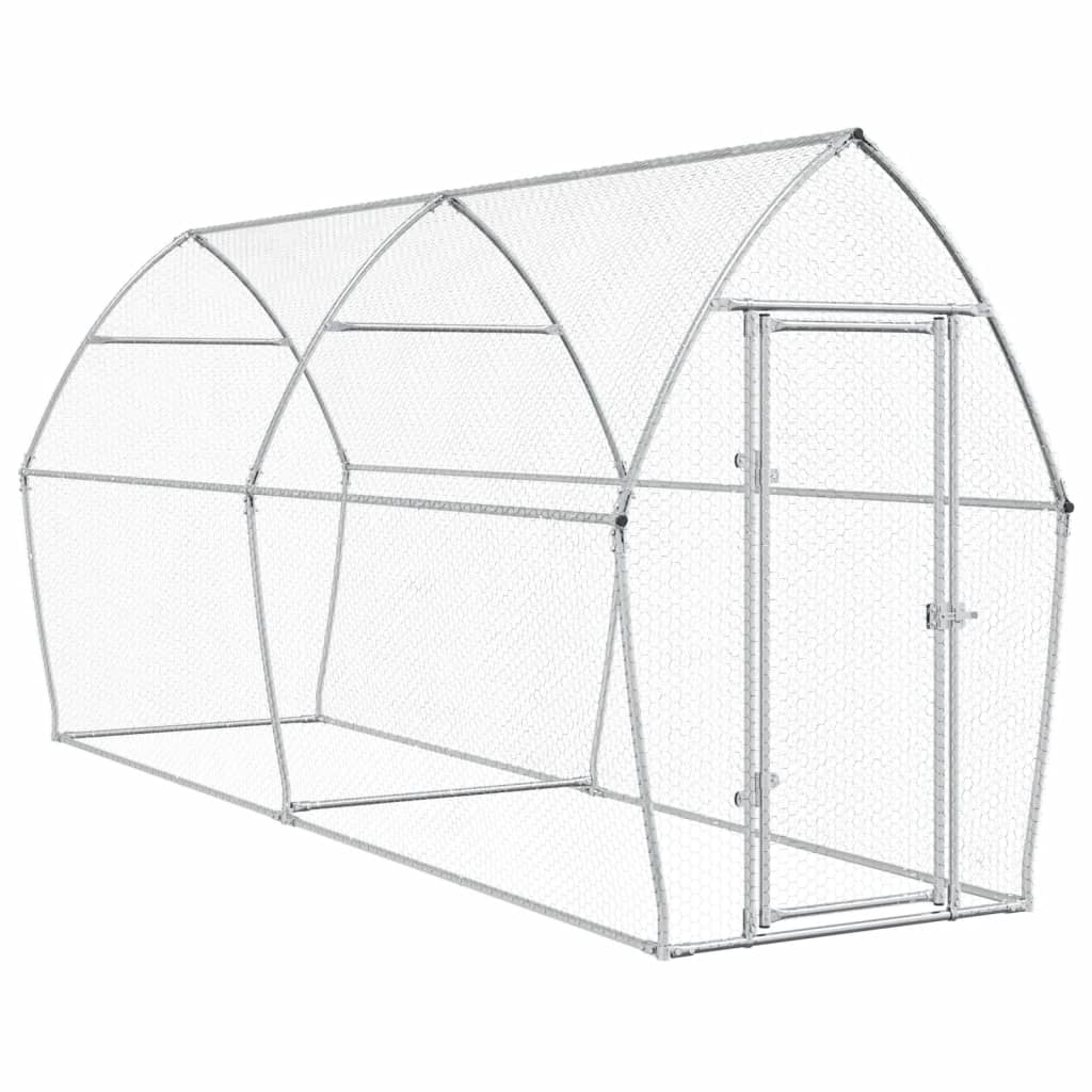 vidaXL Jaula para Gallinas Caseta de Pollos Gallinero Acero Galvanizado Plateado Dimensiones 200 x 105 x 182 cm, 400 x 105 x 182 cm