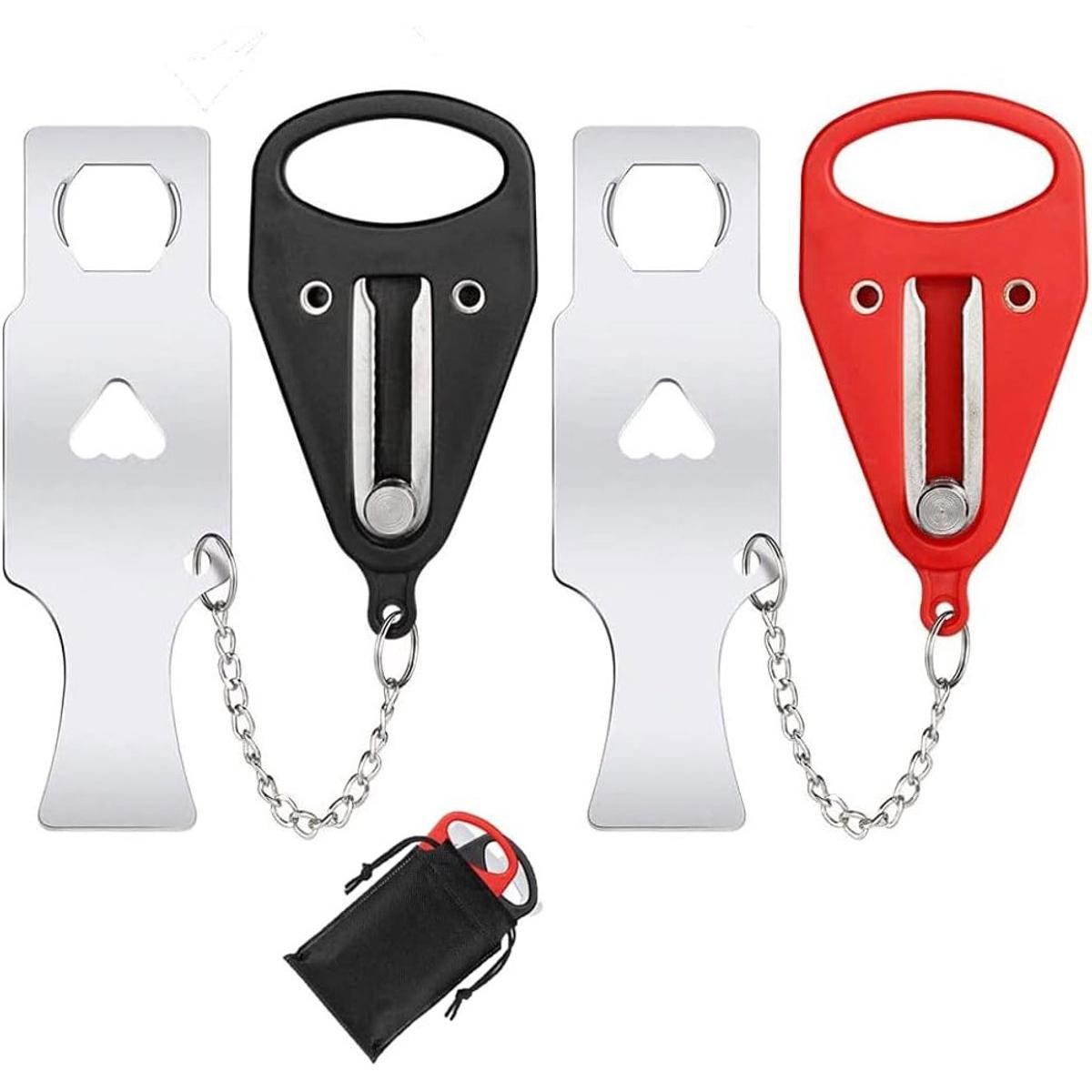 cerraduras portátiles para puertas - Seguridad - Tope de puerta - Cerradura de viaje - Autodefensa - Cerradura de viaje portátil - Antirrobo - Acero - Cerraduras portátiles para puertas 2 colores cerraduras de viaje cerraduras de seguridad antirrobo cerra