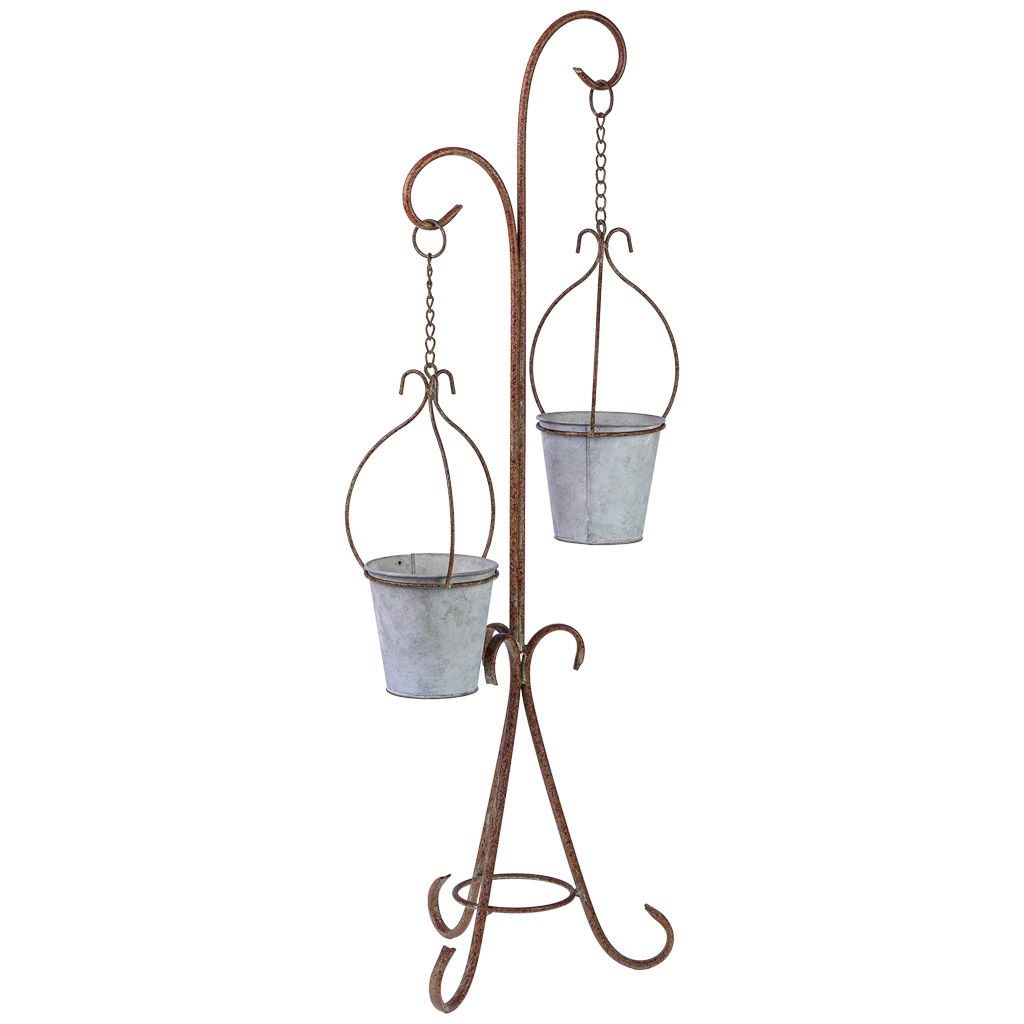Soporte macetero de metal para 2 macetas multicolor Medidas: 24,13x27,94x92,71cm