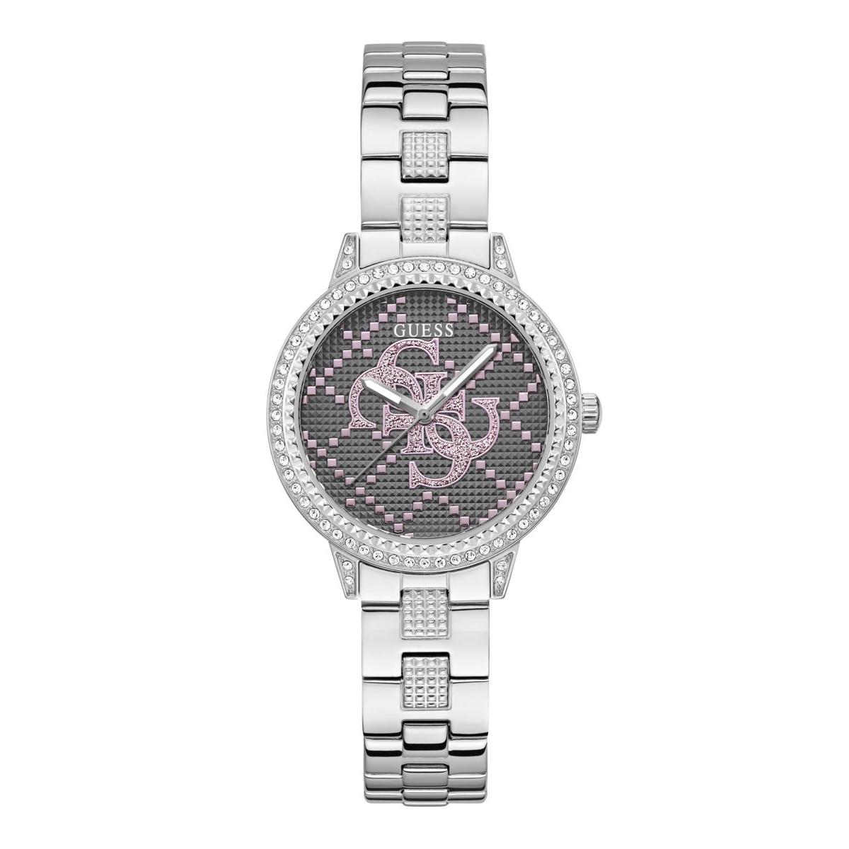 Guess Reloj Mujer Caja De Acero Reciclado Pulsera Acero De Color Plateado Resistente Al Agua 3 Atm Gw0944l1