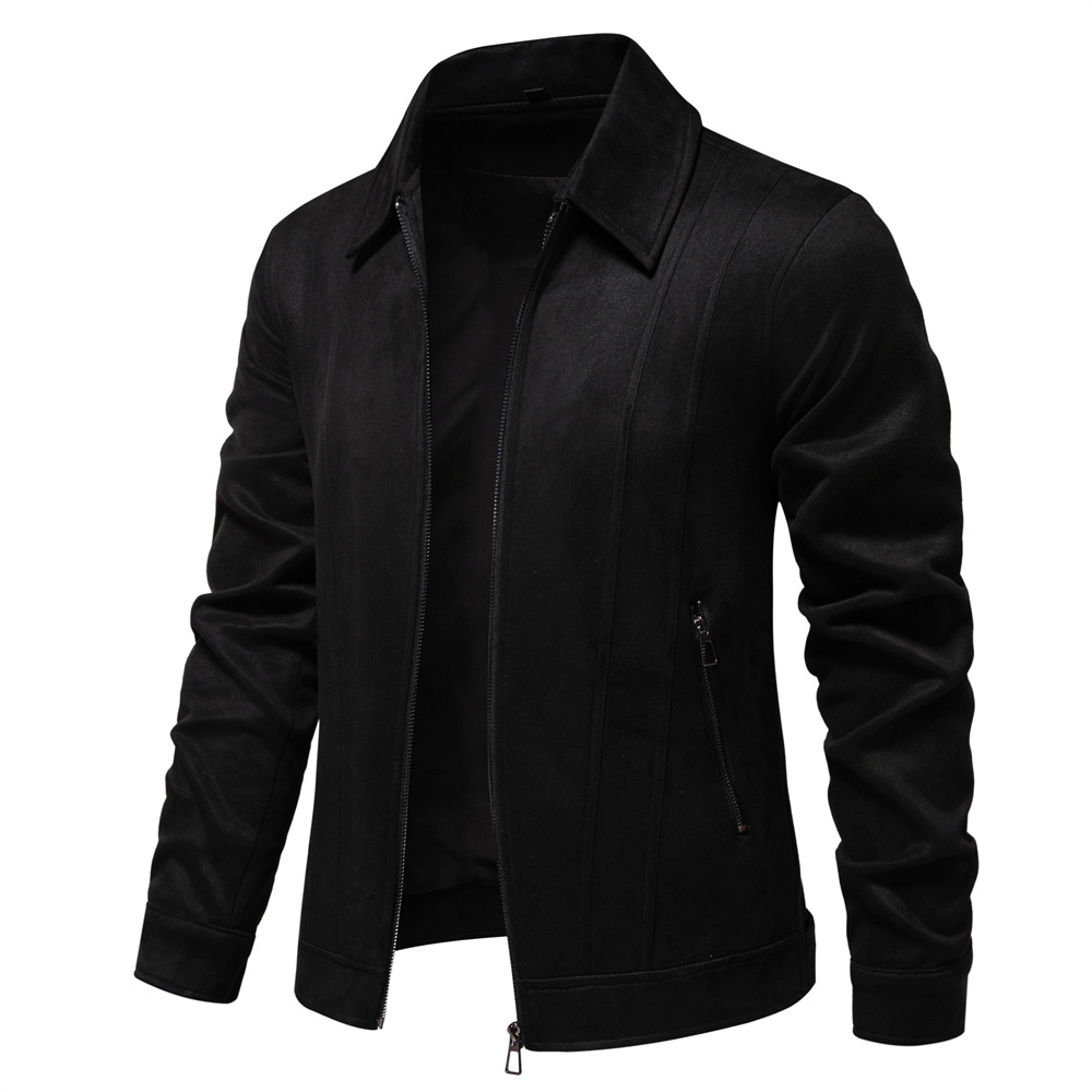 TK 2024 Otoño e Invierno Chaqueta de Solapa Nueva Chaqueta de Moda para Hombres Chaqueta de Ante para Hombres al Aire Libre