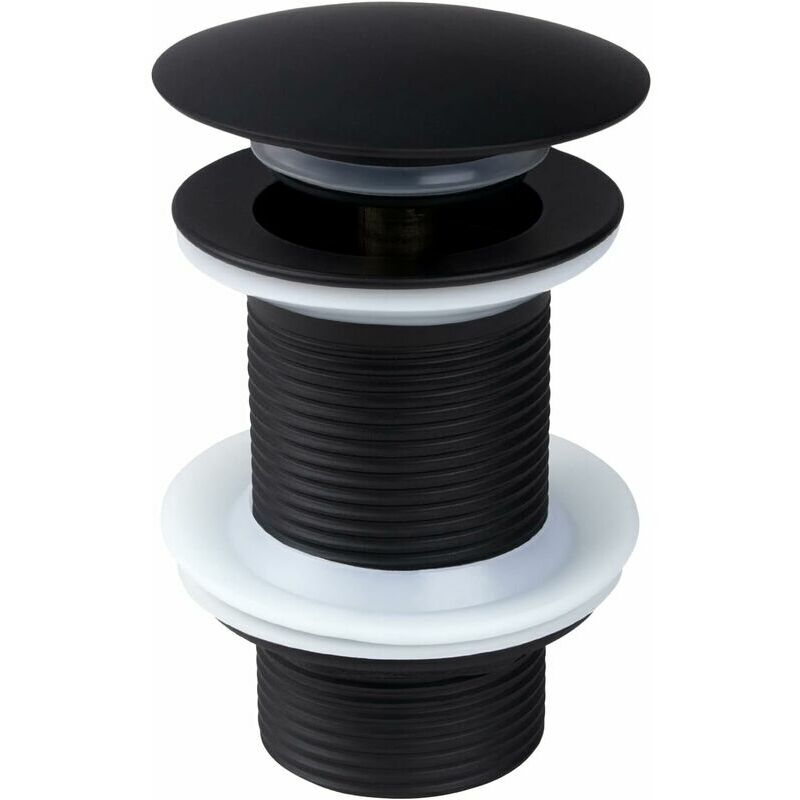 OmHome Desagüe de lavabo negro sin rebosadero, universal y antibloqueo, fabricado en latón resistente a la corrosión, ideal para cocinas.