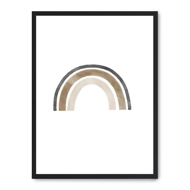 Lámina con marco negro RAINBOW I 21x30 cm, Póster impreso en papel de primera calidad de 180gr, montado sobre marco de madera MDF acabado en negro., Infantil - Bebé
