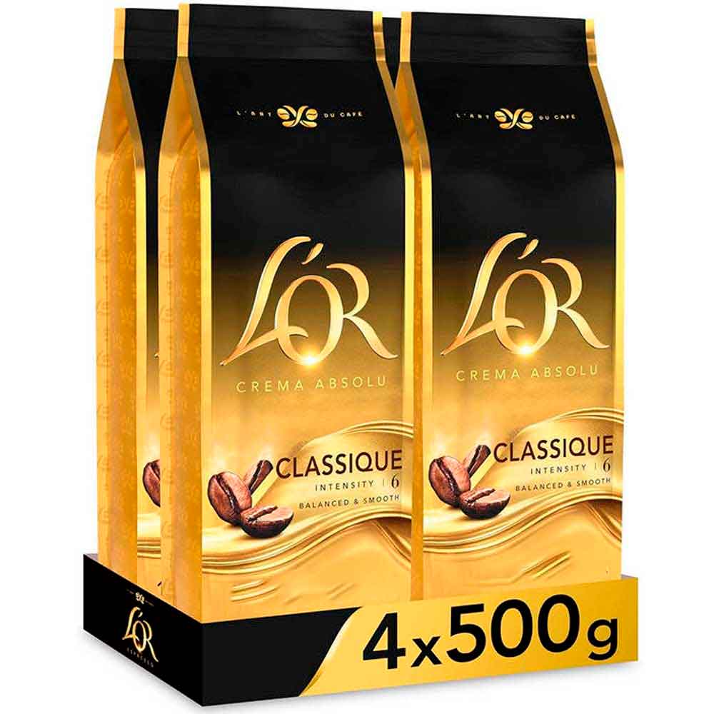 Classique L'or Crema Absolu Café en grano 4 bolsas de 500 gr
