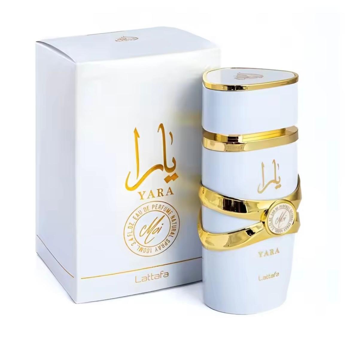 Lattafa - Yara Moi Perfume Mujer Eau De Parfum 100 Ml, Fragancia Floral Dulce Y Cremosa Con Notas De Jazmín, Caramelo Y Sándalo, Ideal Para Uso Diario