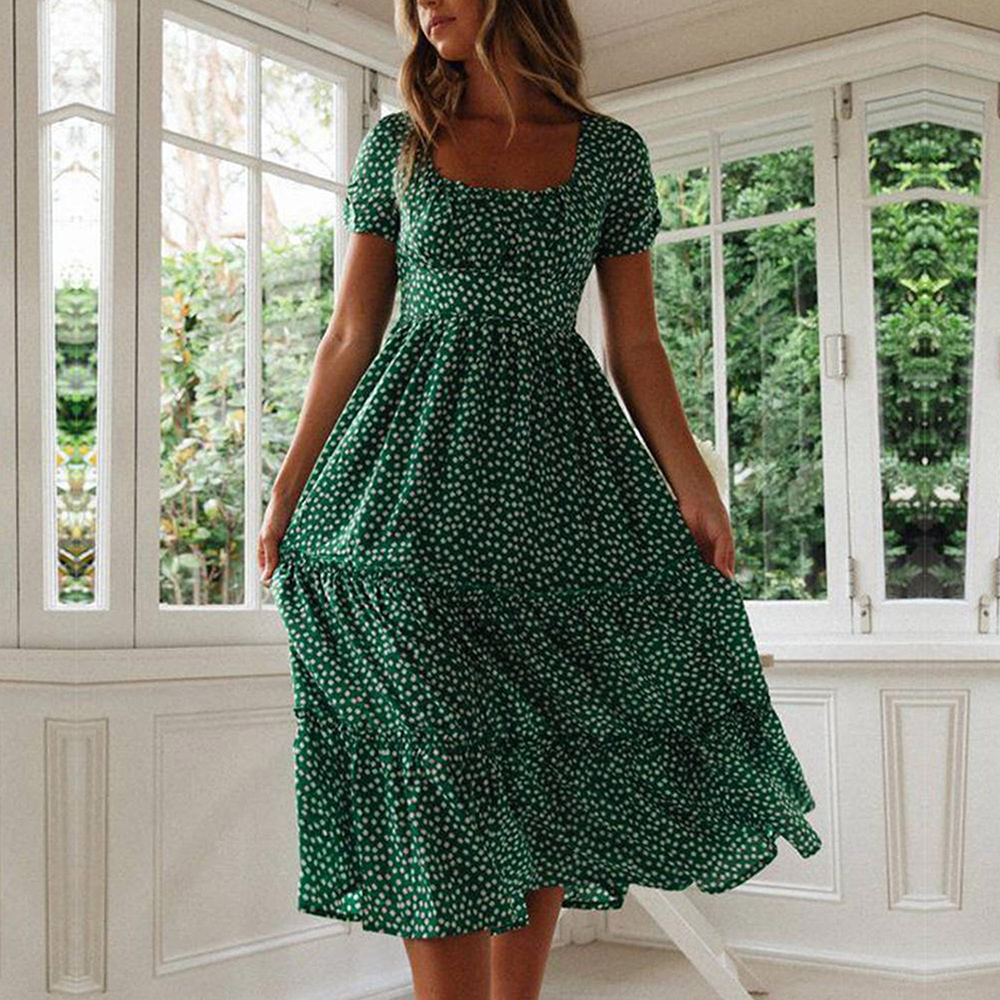TK Vestido Largo Bohemio Mujer 2024 Flap Floral Y2K Elegante