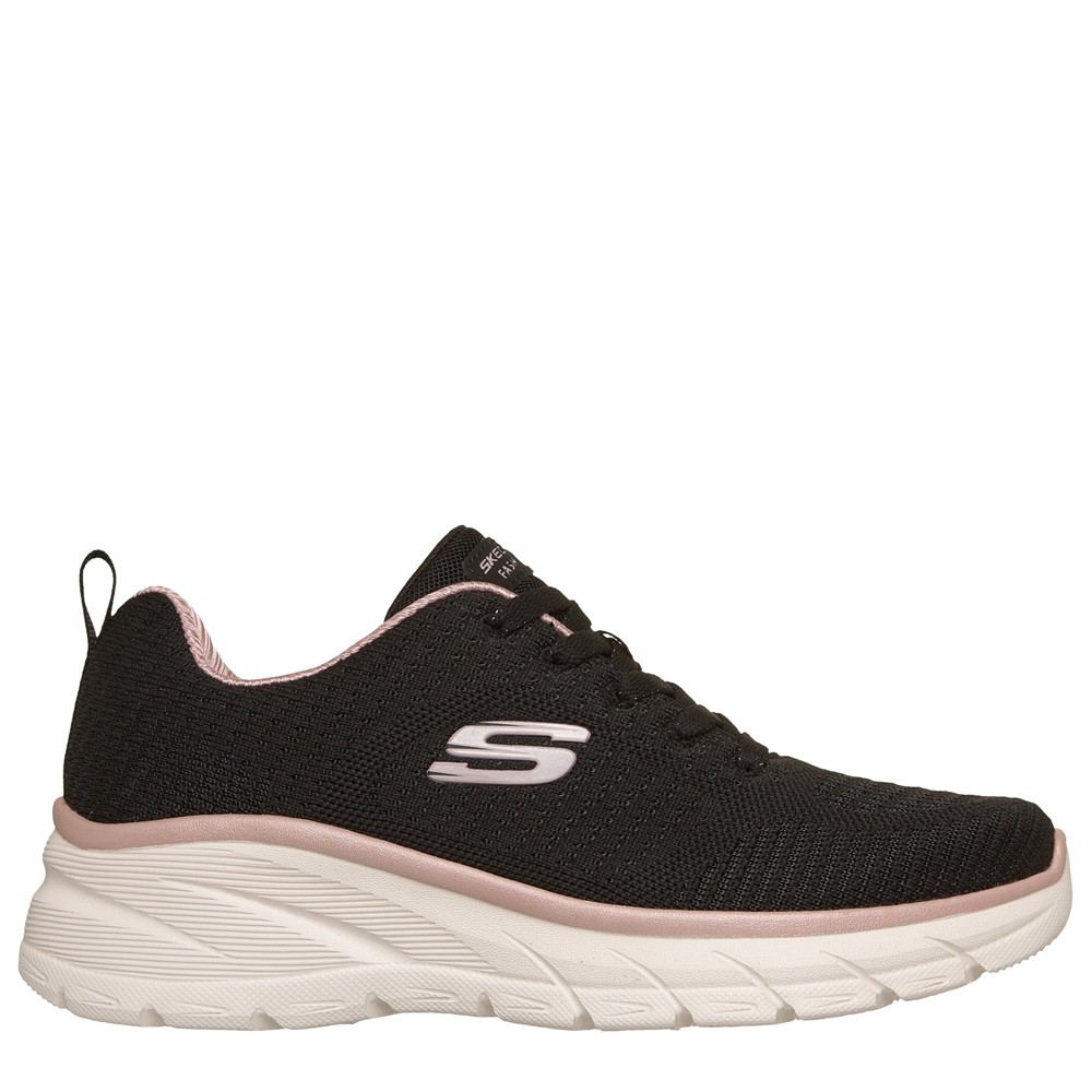Cómoda  Cómoda todo el día con esta zapatilla mujer Skechers FASHION FIT 2.0 en suave tejido negro y ajuste cordones. Plantilla Memory Foam. Suela con amortiguadora Altura Tacón bajo (3-5 cm) Referencia 150384-BKRG