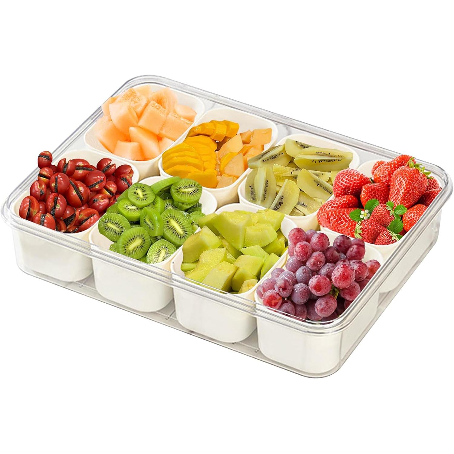 Caja para Bocadillos, bandeja para Bocadillos de viaje, se utiliza para Almacenar Dulces, Galletas, postres (8 compartimientos)