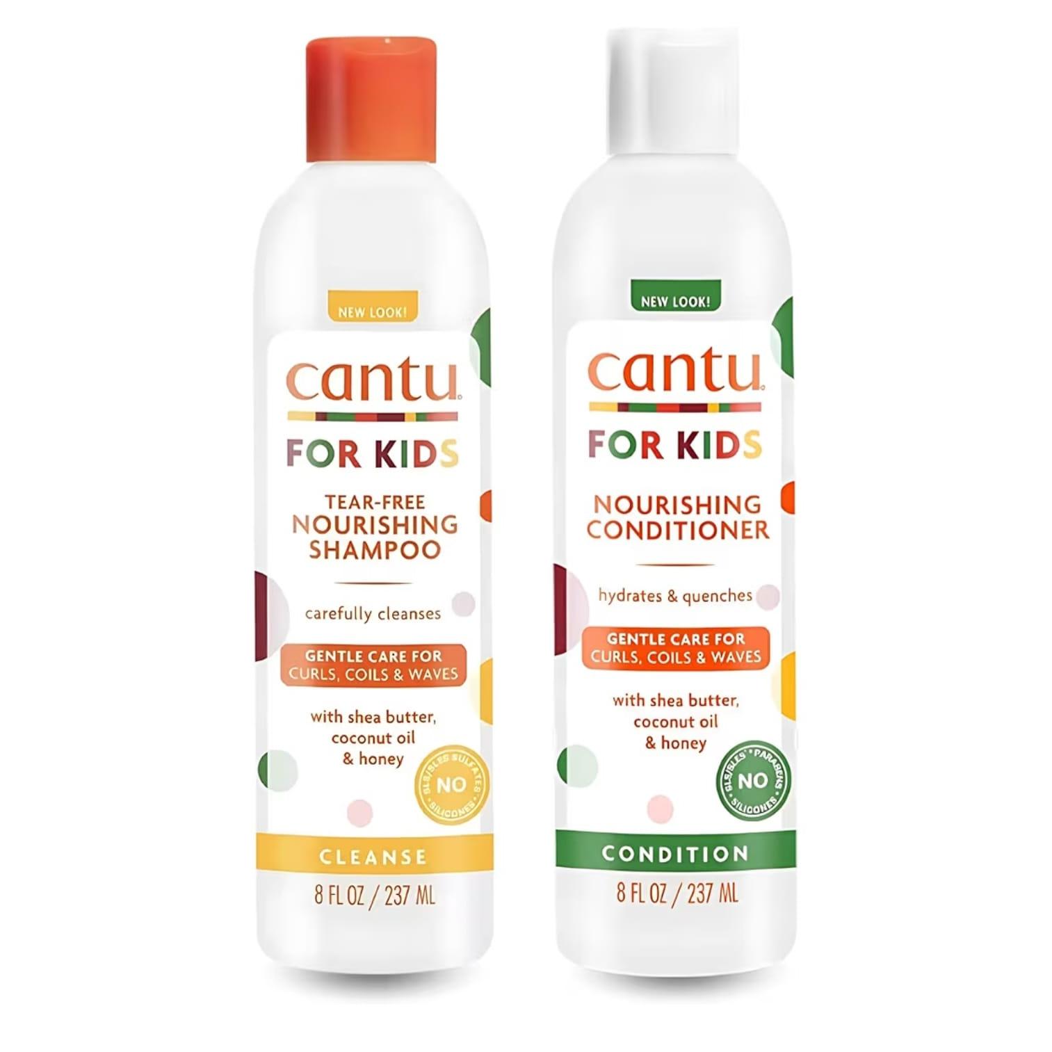 Cantu Kids Shampoo 237ml + Conditioner 237ml – Pack Infantil Tear-Free Cabello Rizado Niños Curly Hair Duo Set
