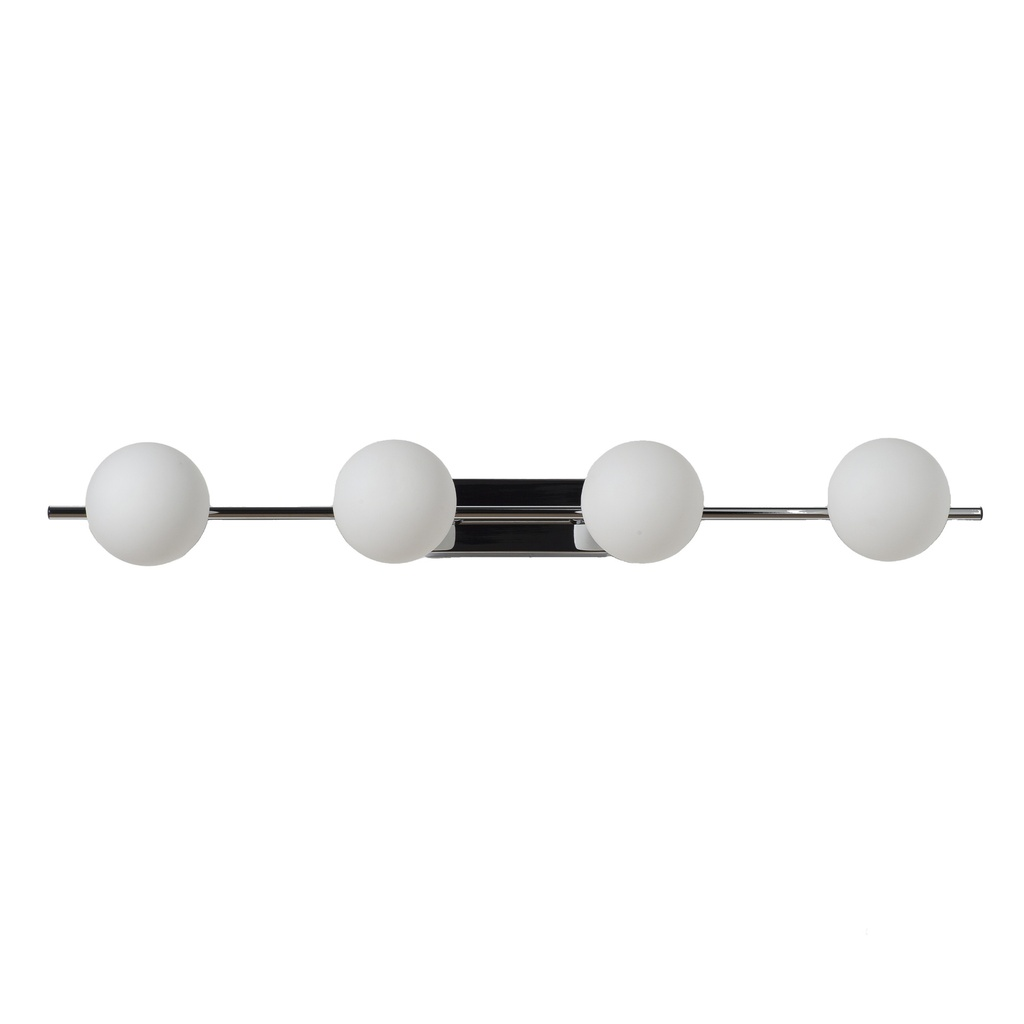 ALPINALUZ Aplique de Pared Cromado 4 Luces G9 con Globos de Cristal Opal Ø11 cm, Diseño Moderno para Baño y Pasillo