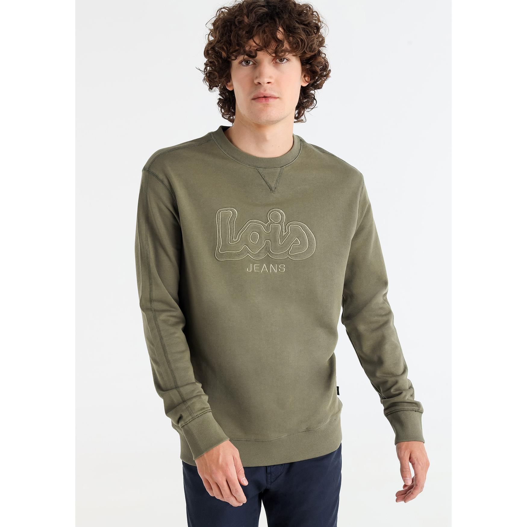 LOIS JEANS - Sudadera cuello caja con el logo bordado en el pecho