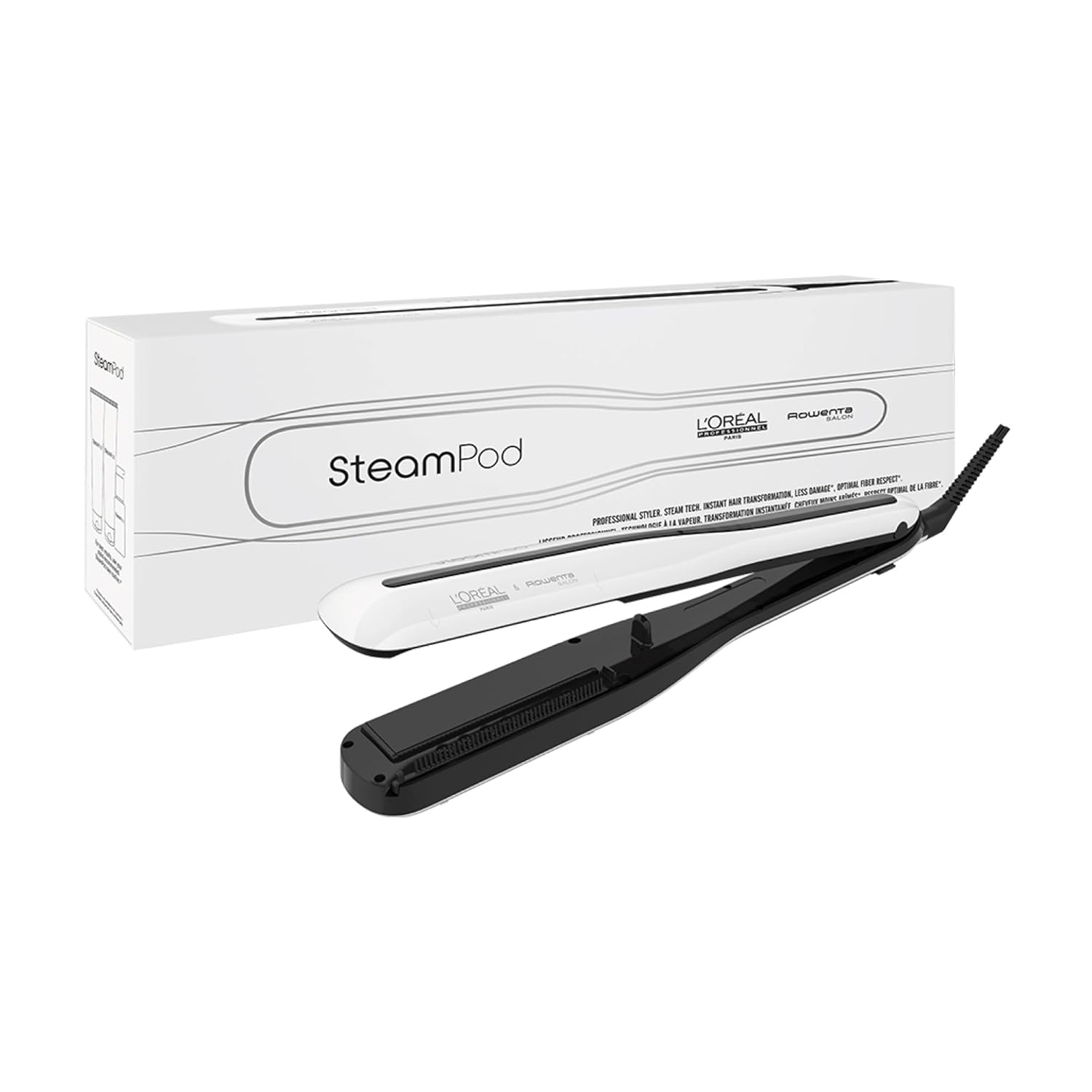 L’Oréal Professionnel, Plancha De Pelo Profesional Con Tecnología A Vapor, Para Un Cabello Liso Y Ondas Naturales, Enchufe Europeo, Color Blanco, Stea