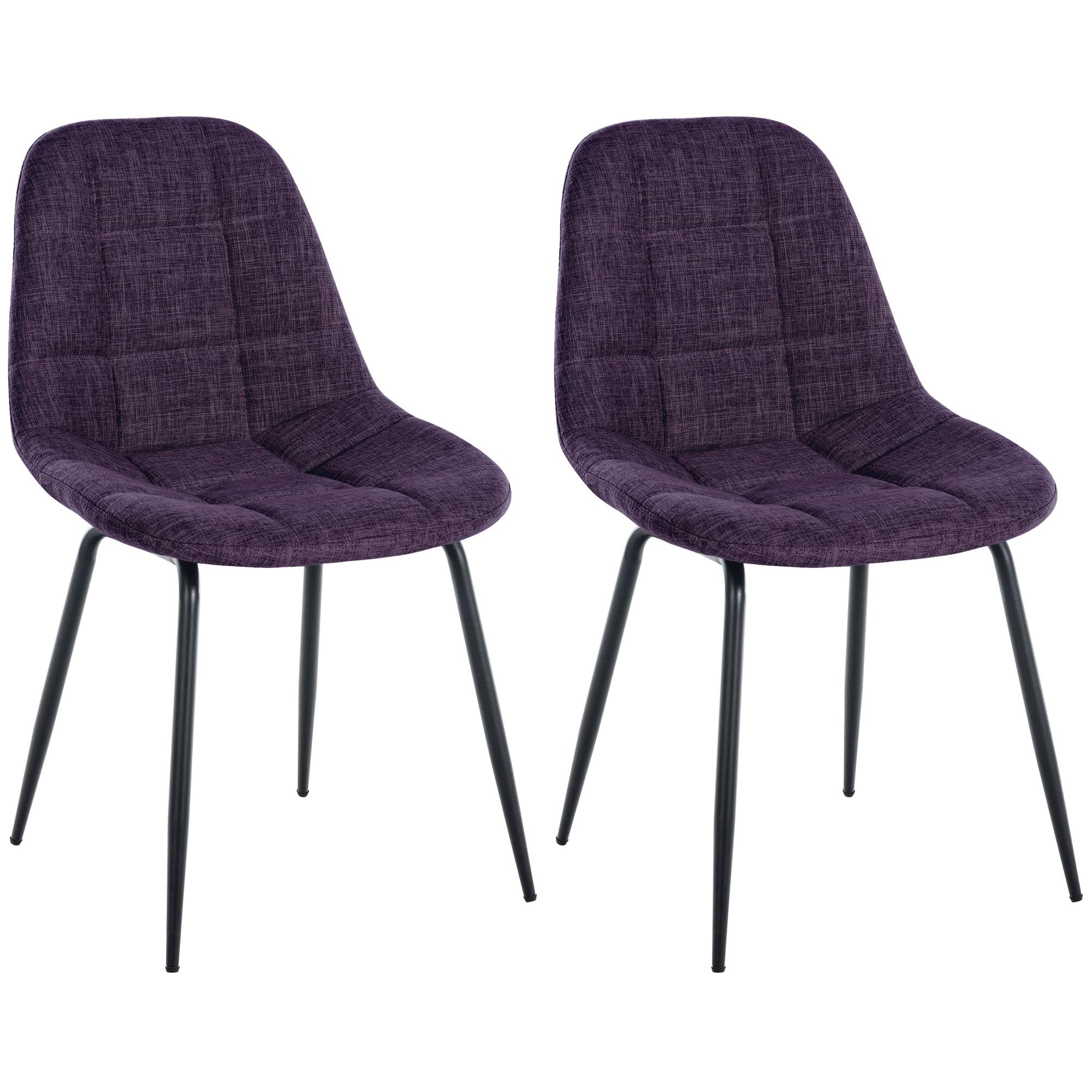 Set de 2 Sillas de comedor Tom en tela o polipiel Lila,Tela