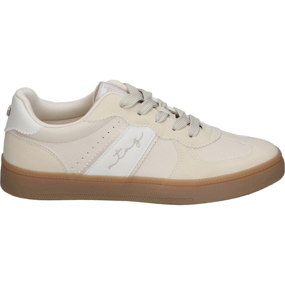 MTNG | Zapatillas Mustang Roy para Mujer – Deportivas en Color Arena con Detalles – Sneakers Casual con Cordones – Combinables – Suela de Goma – Polipiel – Modelo 60860