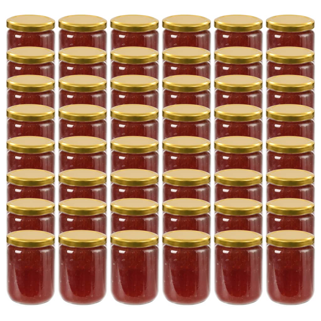 vidaXL 48x Tarros de Mermelada de Vidrio Tapa 230 ml Alimentos Comedor Color Dorado,  Rojo,  Blanco y rojo y mas