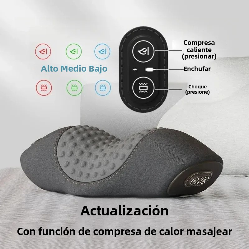 Almohada Masajeadora Eléctrica De Vibration Térmica Para Relaxar La Columna Cervical Reducir La Fatiga Muscular Y Aliviar Los Problemas Del Sueño Y El Dolor De Hombros