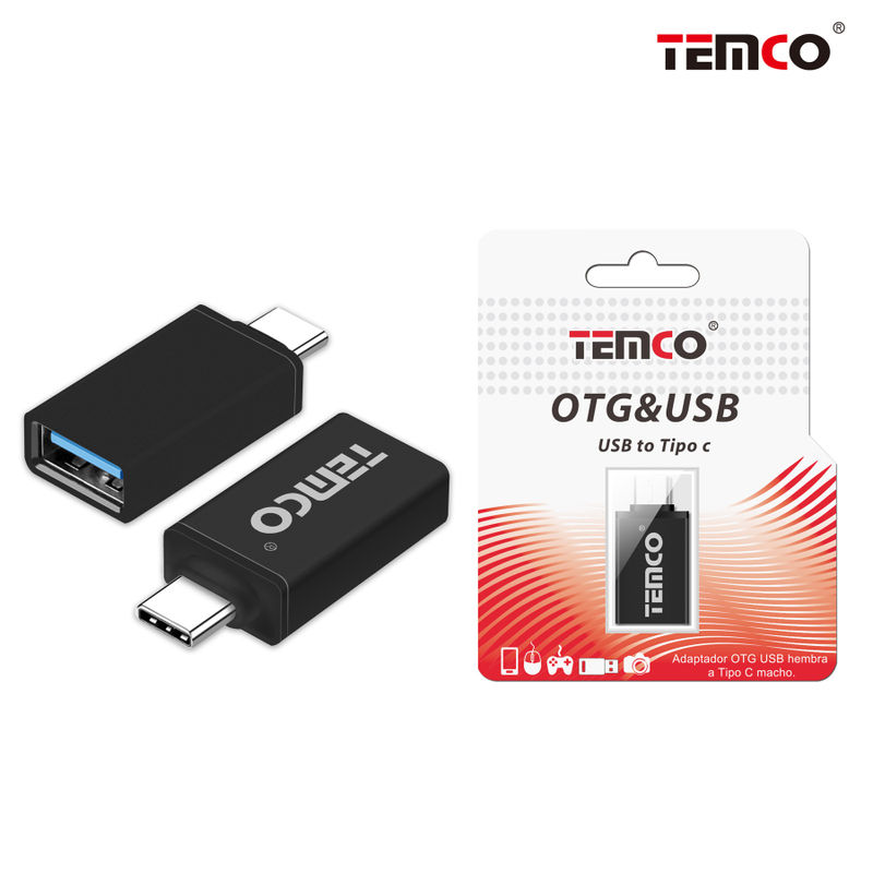 Adaptador OTG hembra a Tipo C macho Negro