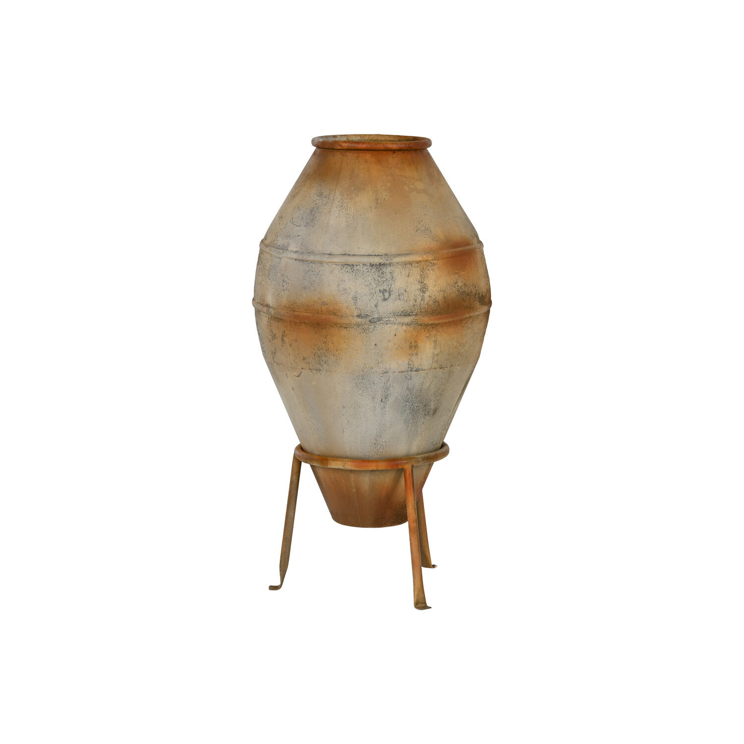 Anfora metal 49x49x93 pie envejecido beige , La mejor decoración para tu hogar.
