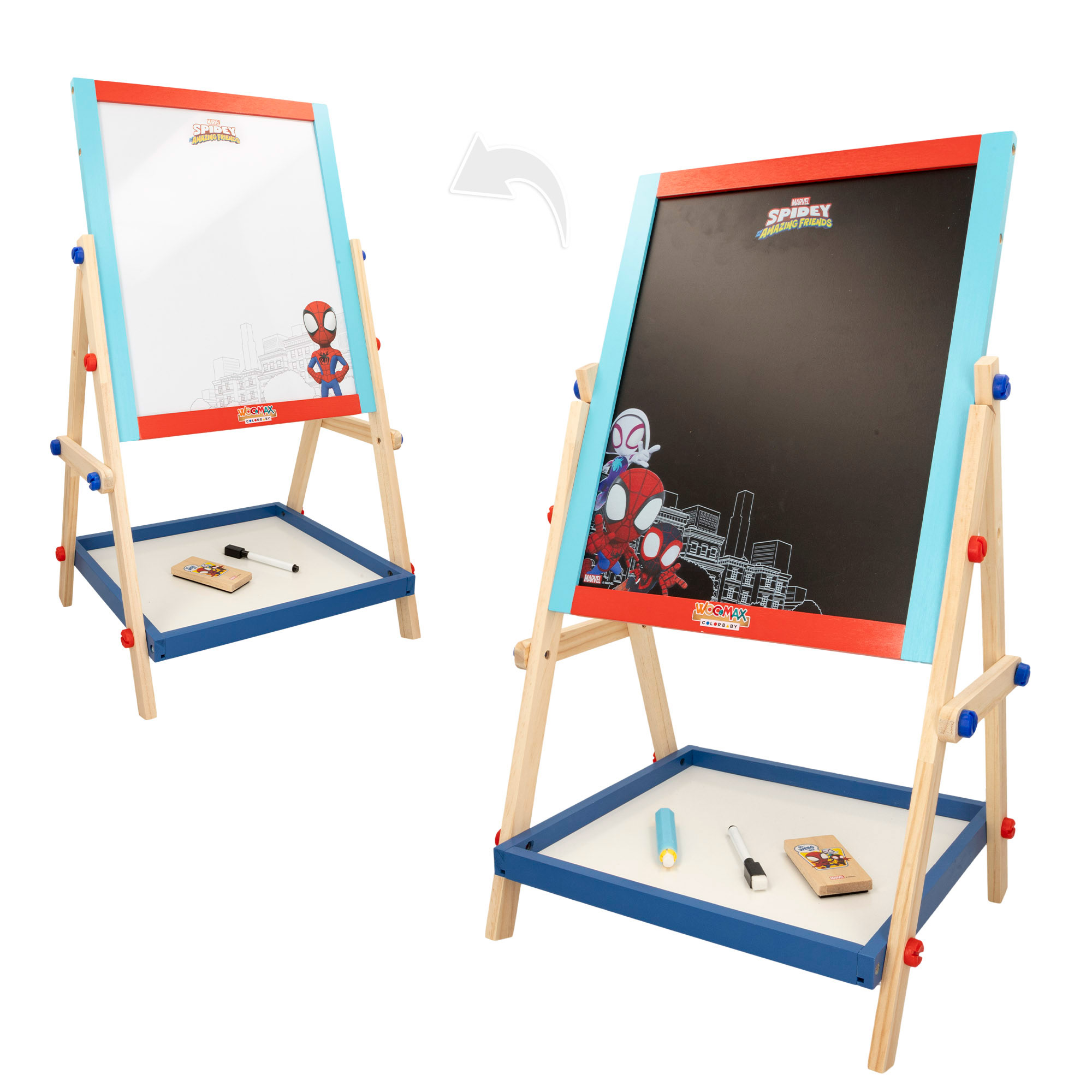 Colorbaby Pizarra doble cara Spidey Amazing Friends 40 x 31,5 x 64,5 cm
