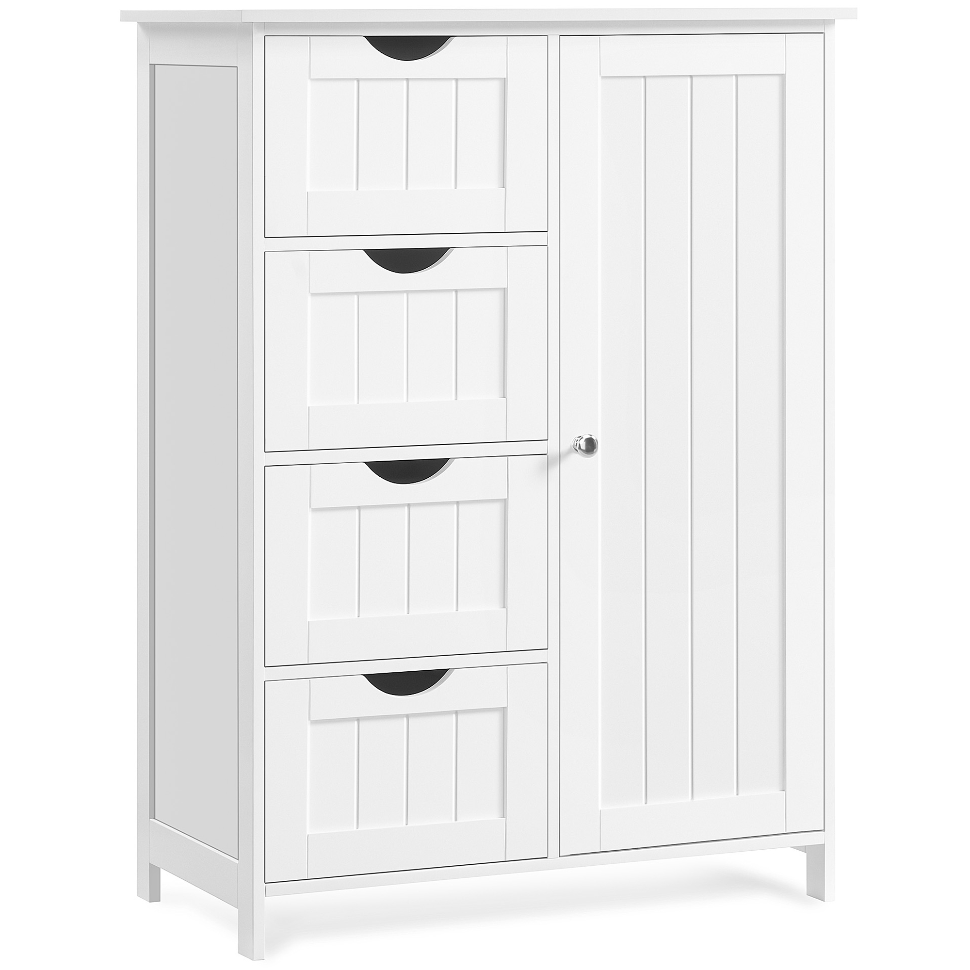 VASAGLE Armario de baño Estrecho con 4 cajones, Estante Ajustable, 35 x 65 x 90 cm, Color Blanco Nube