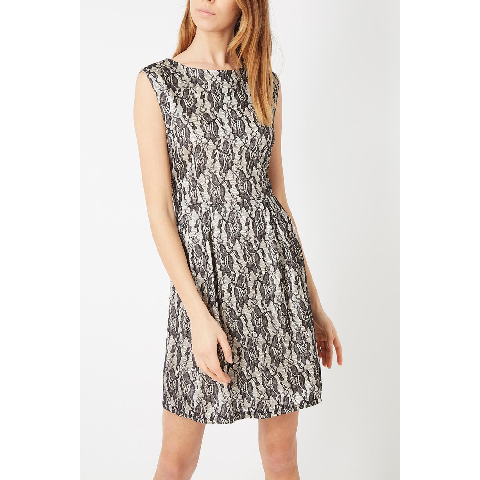 Vestido evasé con encaje, cuello redondo y tirantes. Diseño femenino, ligero y elegante con cierre trasero ideal para cualquier ocasión en Banbat.- REF: 8522