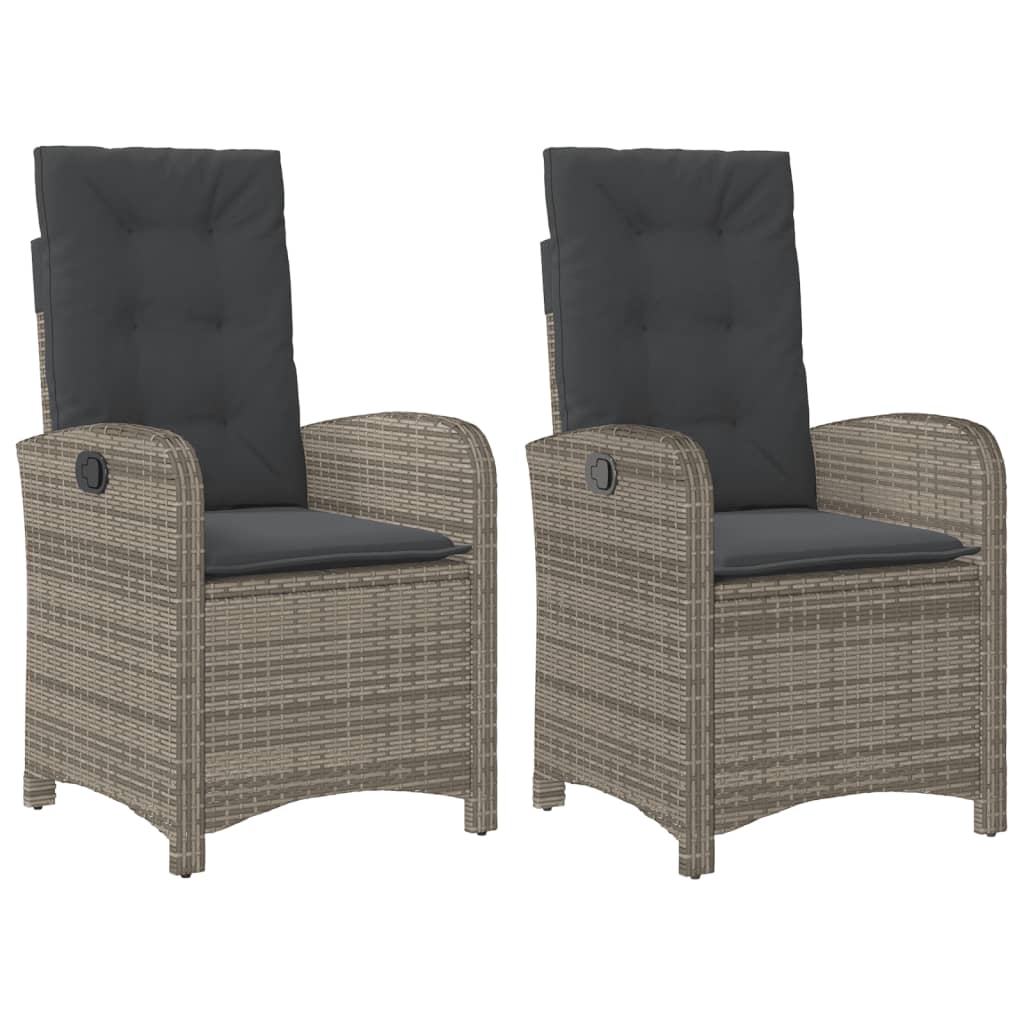 vidaXL Sillones reclinable jardín cojines 2 uds ratán sintético