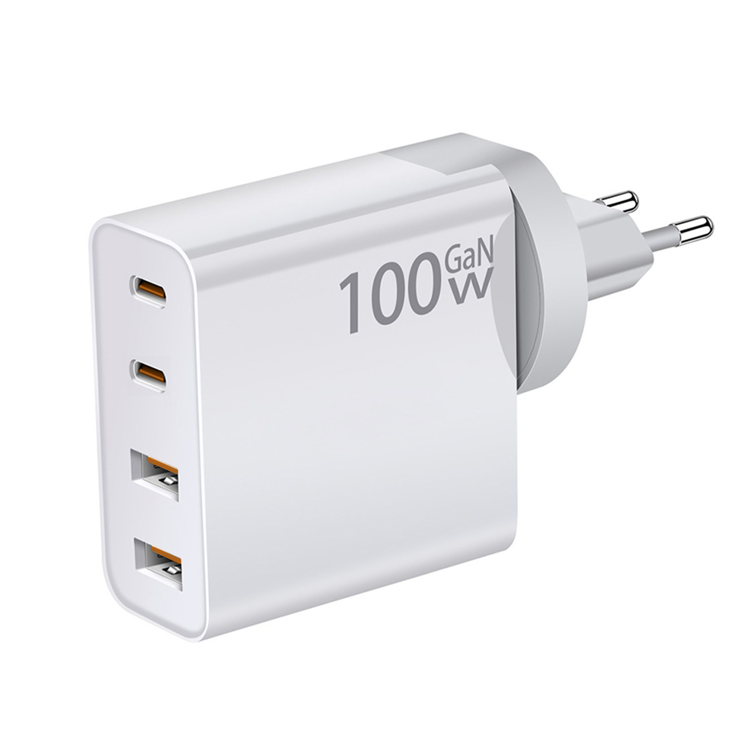 DAM. Cargador USB con salida PD100W + PD30 + doble QC3.0 18W. Enchufe US/EU. 6x3x6,5cm
