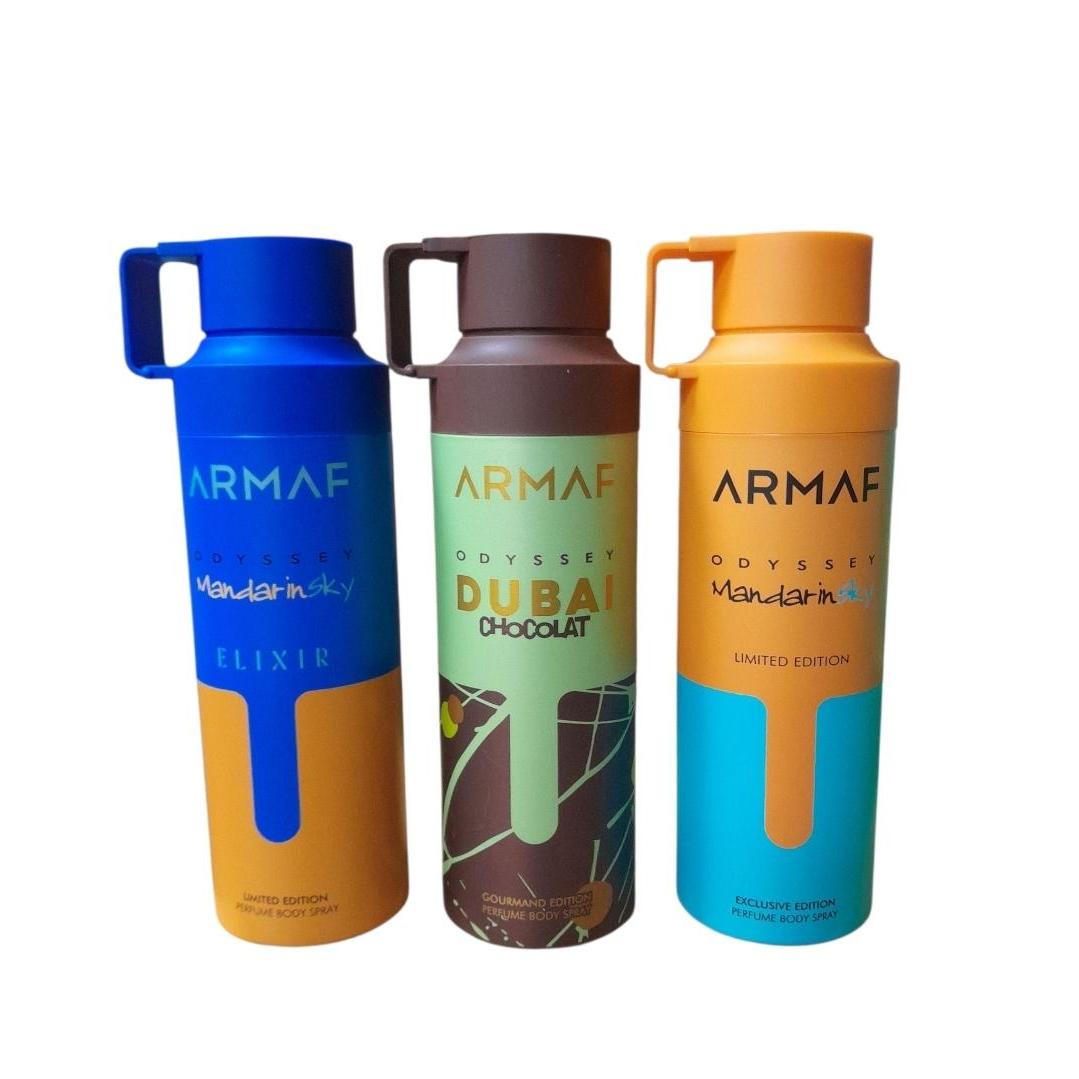 Pack 3 Uniades - Desodorantes para Mujer Armaf Odyssey - Mandarin Elixir , Mandarin , Dubai Chocolat 200 Ml - Armaf Set 3 Uni
