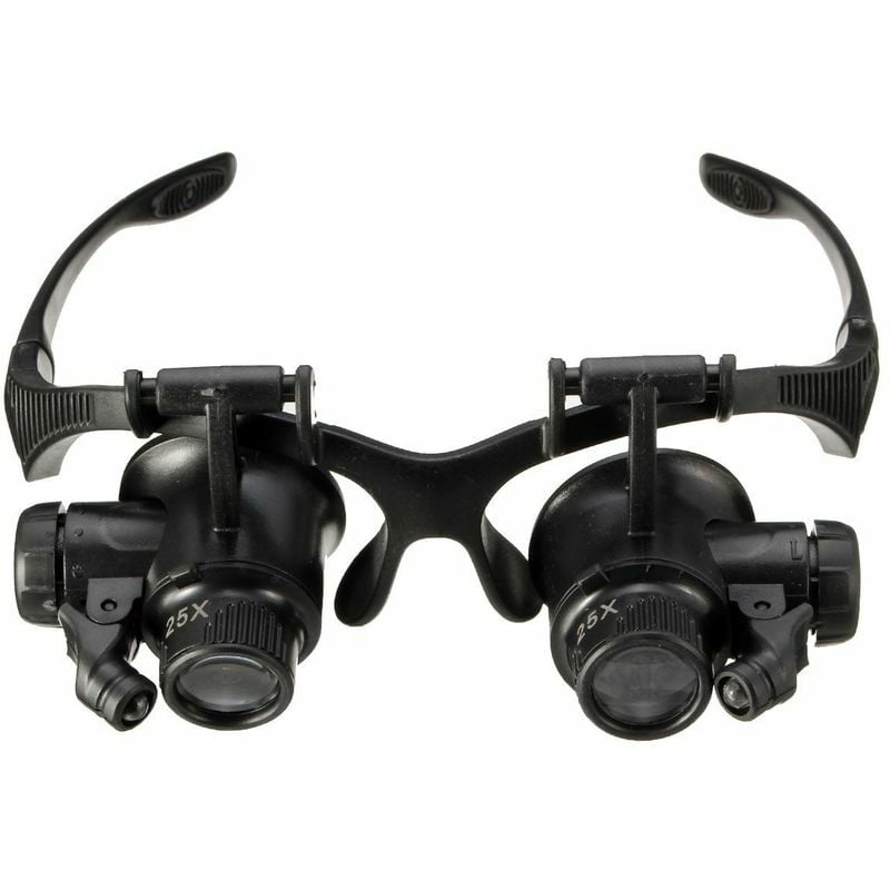 CA Lupa de aumento para gafas, lámpara LED, reparación de joyas, mantenimiento de relojes, 10X, 15X, 20X y 25X.
