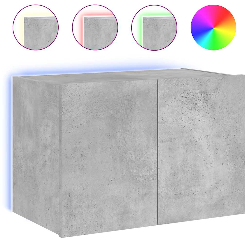 vidaXL Mueble de TV de pared con luces LED gris hormigón 60x35x41 cm