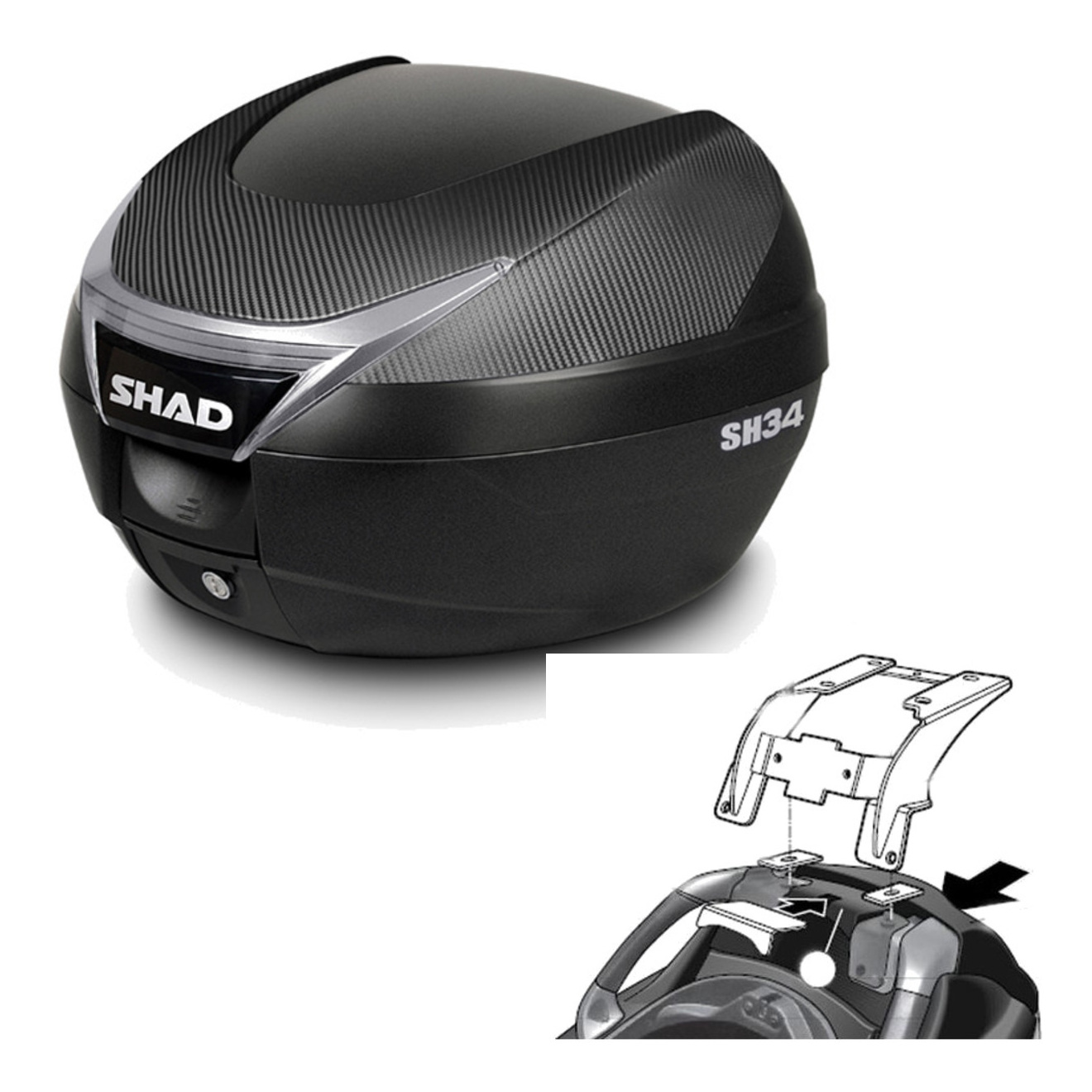 Baul Trasero + Herraje Montaje Sh34 Carbon KIT-184936