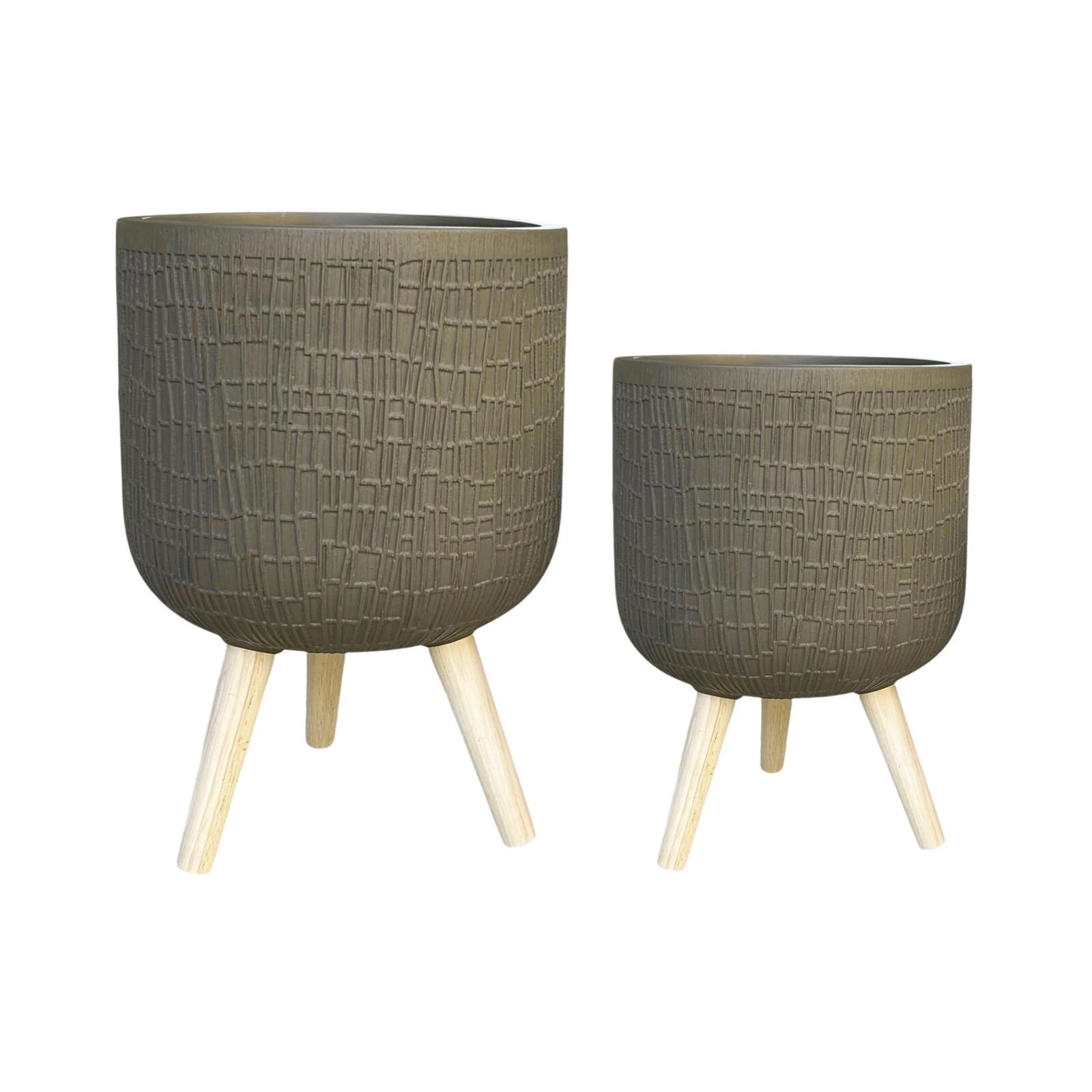 Macetero fibrocemento decorado topo osc con patas 45 cm set de 2 30x45 cm Fijalo