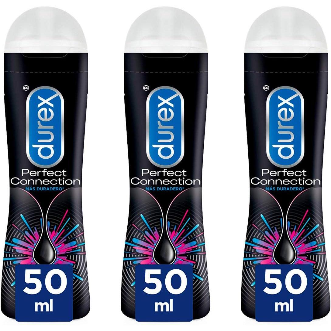 Lubricante Íntimo Durex Perfect Connection de Base de Silicona, 3 Unidades de 50 ml Cada Una, Ideal para Sexo Anal, Oral y Vaginal, Suave como la Seda