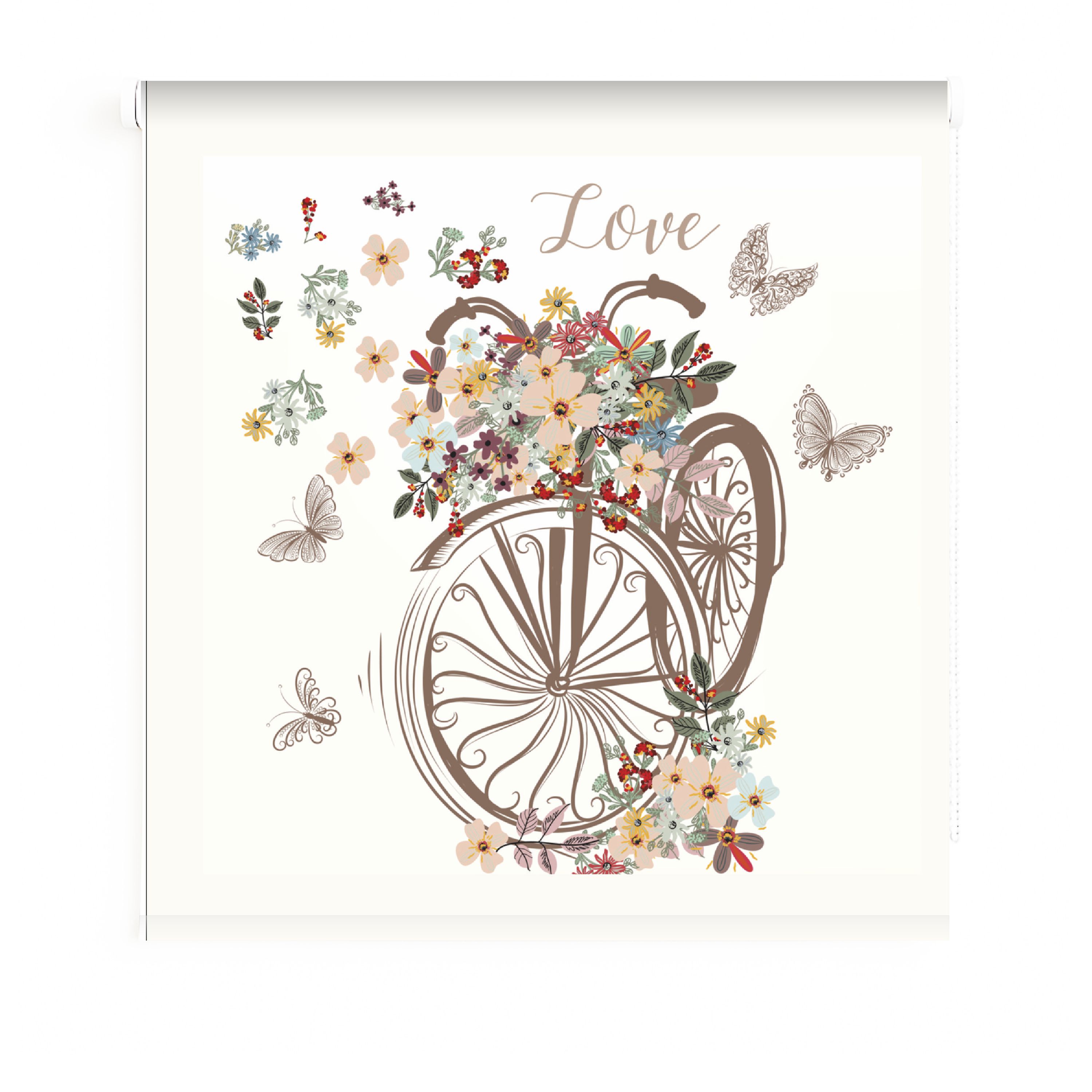 Estores Iroa - Estor Enrollable Juvenil Decorativo (bicicleta + flores) y Hogar – Tejido Translúcido Premium –