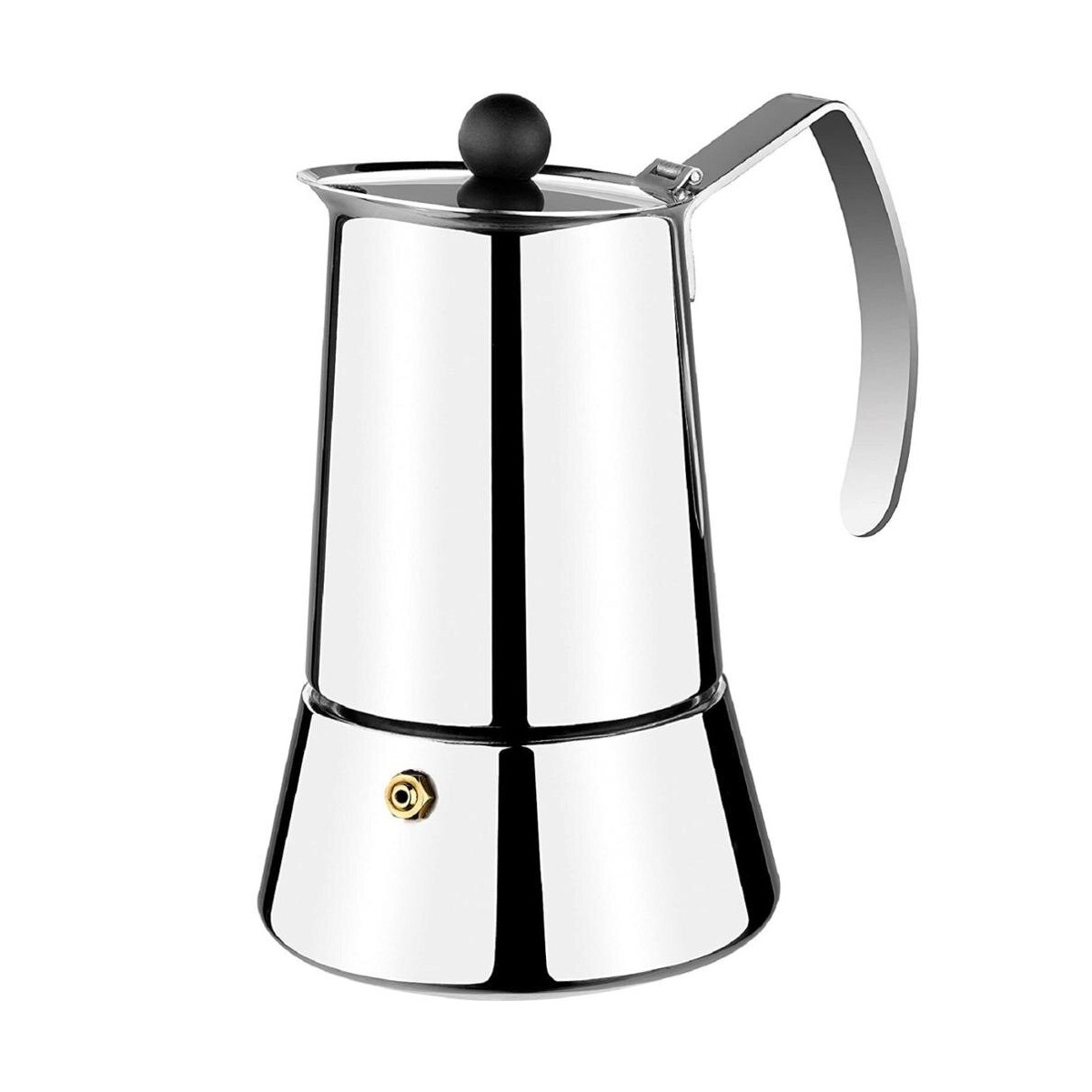 Monix Eterna - Cafetera Italiana de Acero Inoxidable. 4 a 10 Tazas. Pequeña o grande. Para cocinas inducción, gas, vitrocerámica