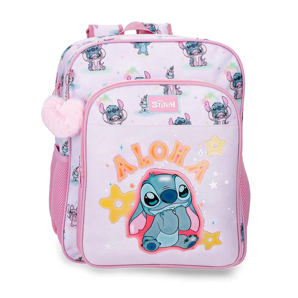Mochilas Stitch Disney, Poliéster Resistente, Adaptables a Carro, Compartimento Principal con Cremallera y Bolsillo Frontal, Laterales de Rejilla, Asa y Tirantes Ajustables, Infantiles