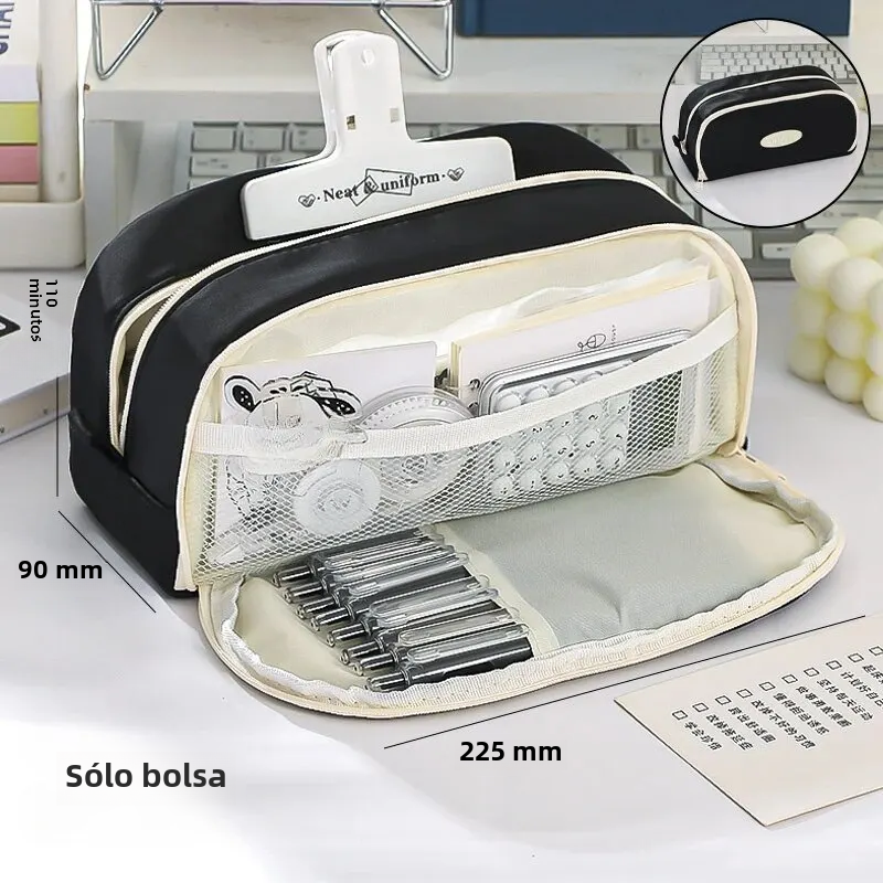 Bolsa de lápices elegante y práctica con gran capacidad y múltiples secciones para almacenamiento de papelería, estuche para lápices, regreso a la escuela