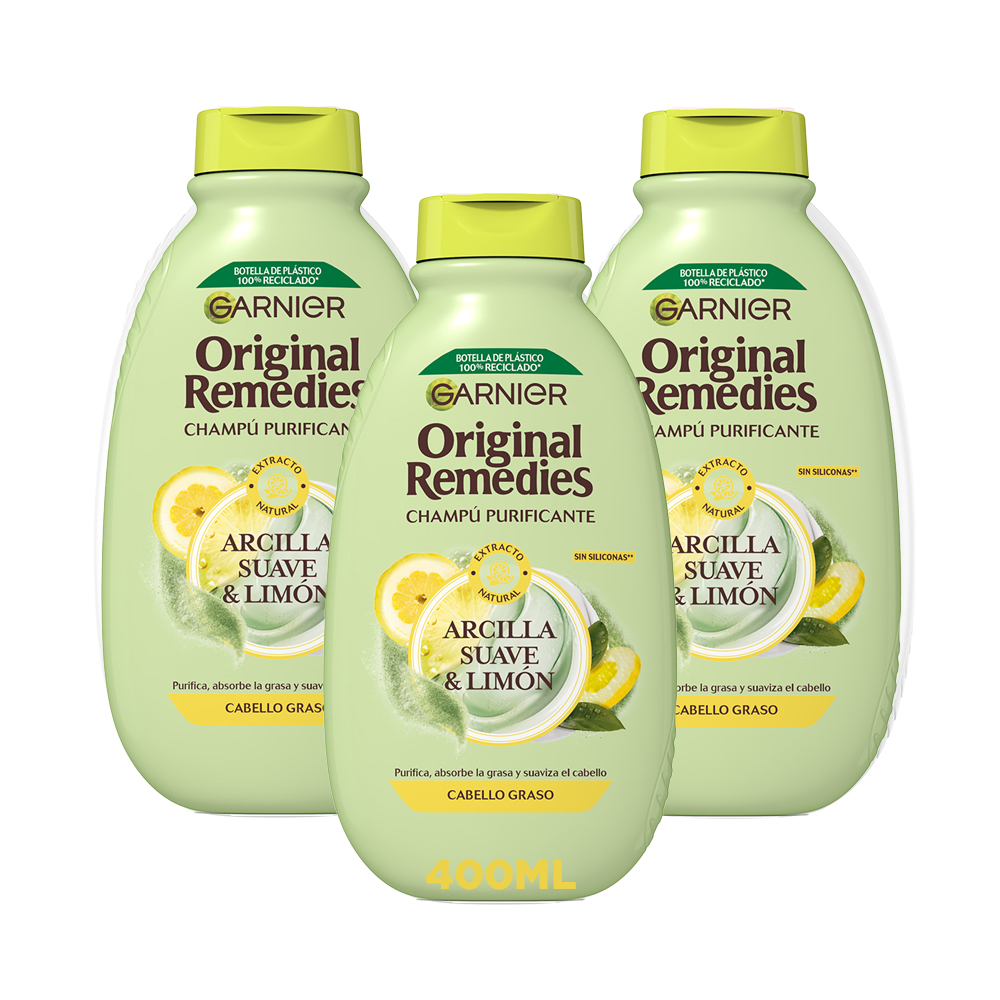 Garnier | Original Remedies Arcilla Suave y Limón Champú Purificante para Pelo Graso