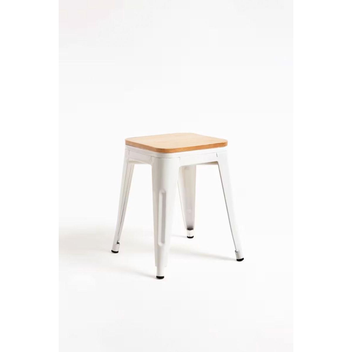 Regalos Miguel - Taburetes Pequeños - Taburete Torix Pequeño Madera Natural 45 cm - Blanco