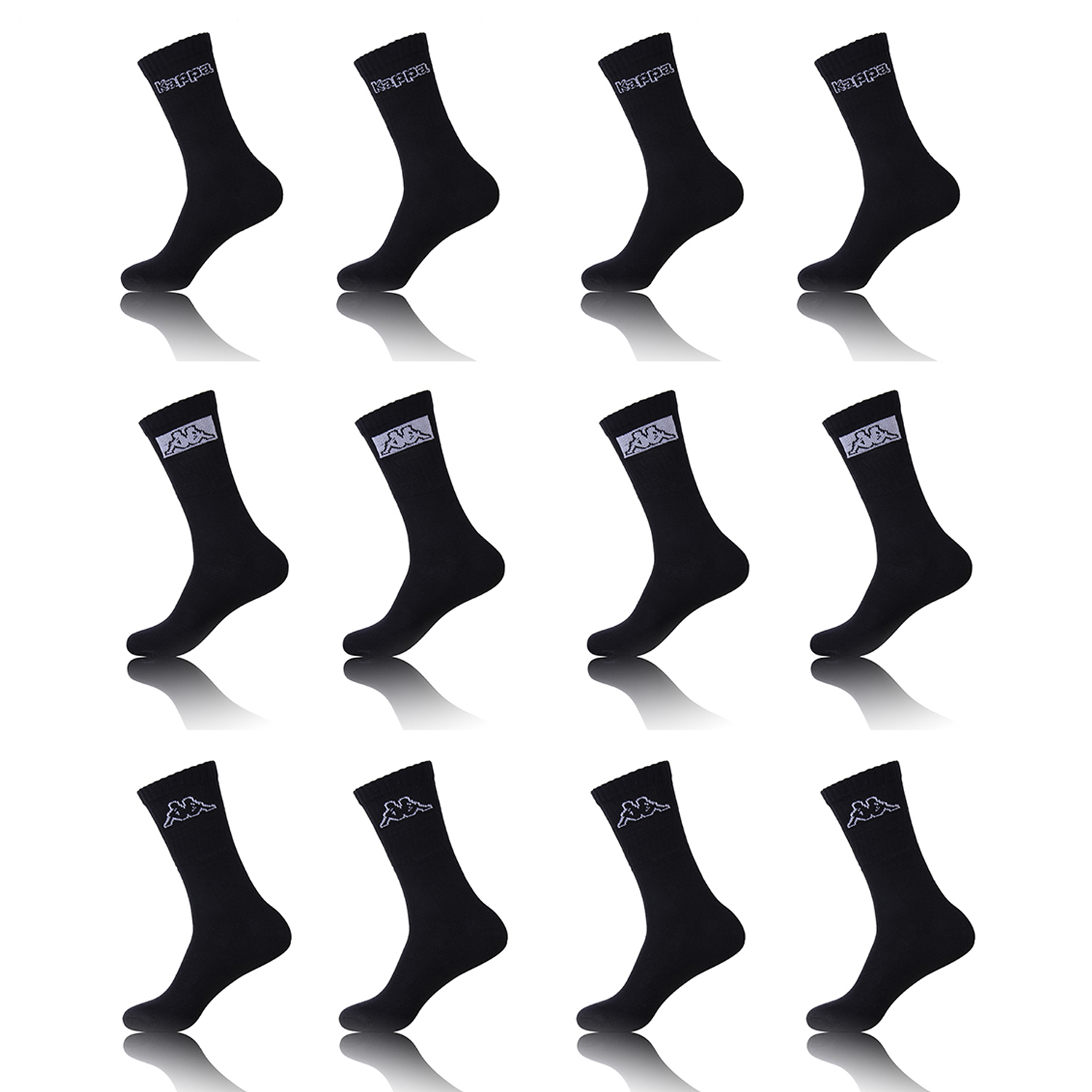 KAPPA Set 12 pares de calcetines DEPORTIVOS largos TENNIS en color negro