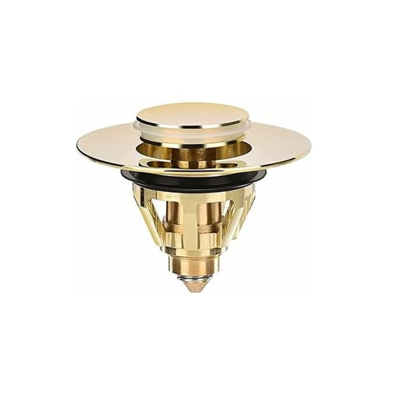 CA Tapón universal para fregadero - Tapa de válvula - Fregadero - Filtro de latón antiobstrucción - Tapón para fregadero - Tapón para fregadero (dorado)