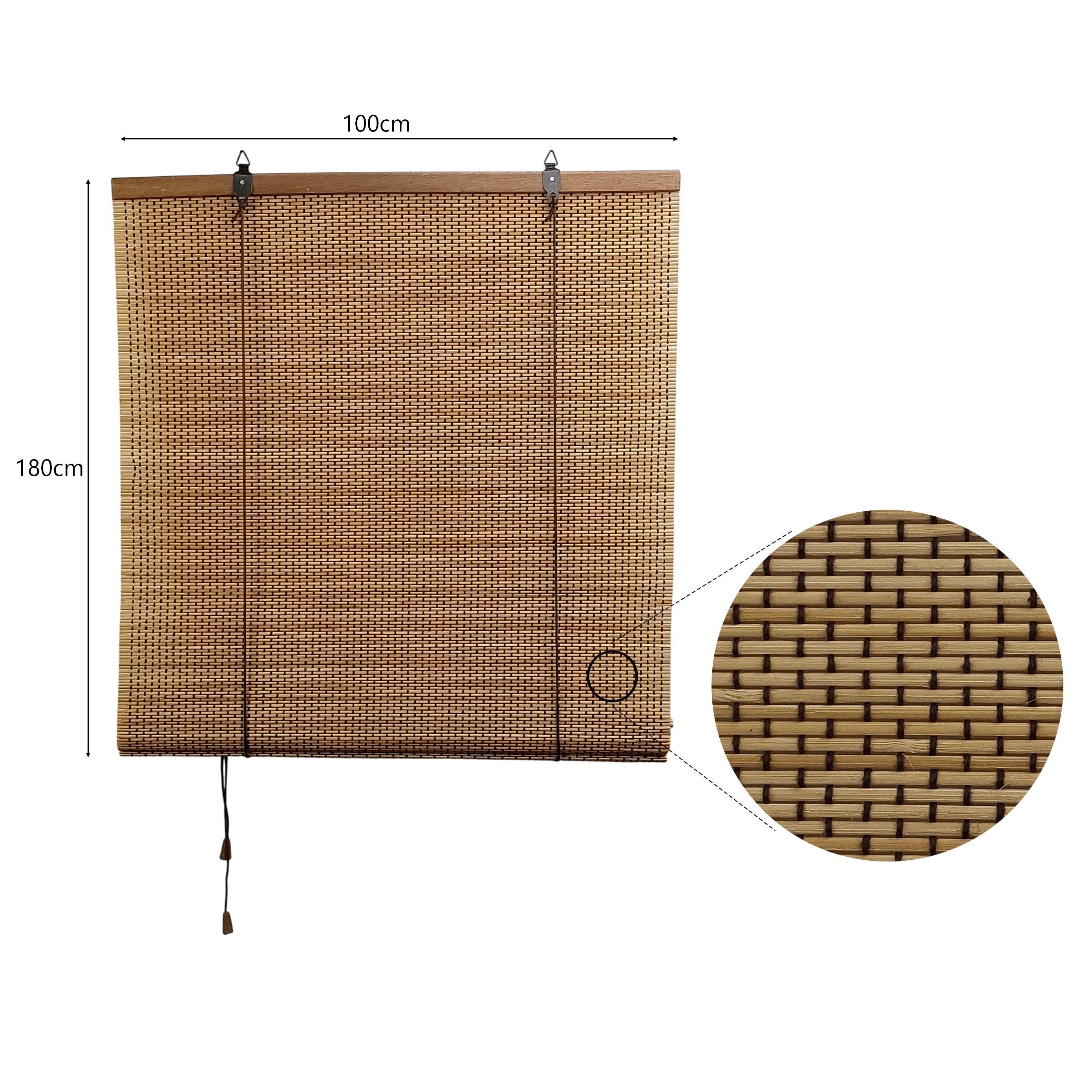 Persiana Enrollable de Bambú Natural Marrón | Estor de Bambú para Ventana y Puerta | Cortina Decorativa con Cuerda Ajustable