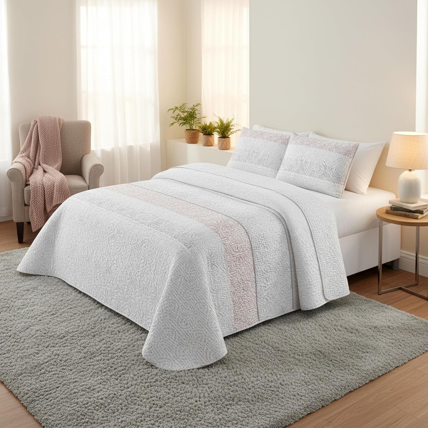 OsoNube-Colcha bouti para verano y entretiempo - Colcha para cama inluye 1 o 2 funda de cojin segun la medida，Colcha cubre cama 100% poliester, suave y transpirable. El diseño de la funda de cojin puede variar según el corte del tejido