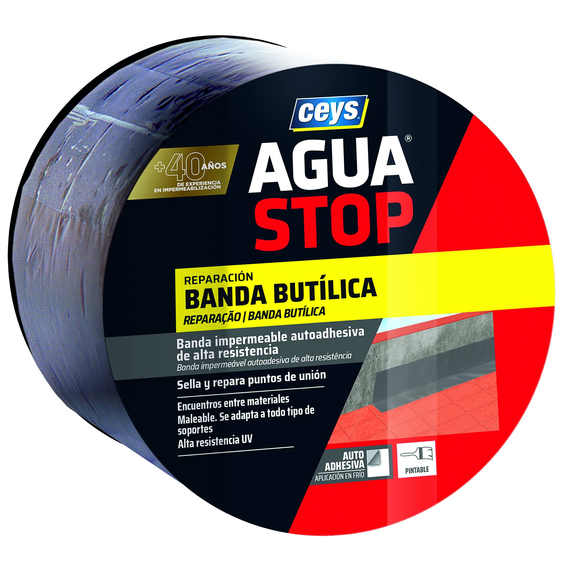 aguastop banda imp. butilo gris 10cm x 10m 901005 ceys