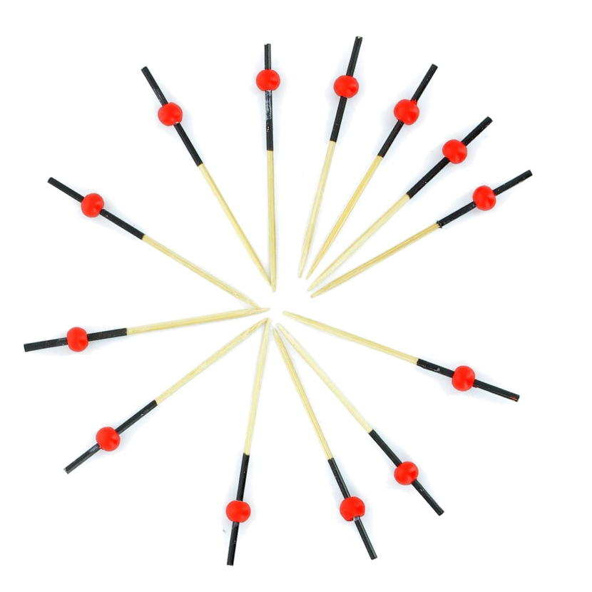 100 Uds. Palillos para brochetas ECO perlas rojas de 7 cm | Ref: BTAB62