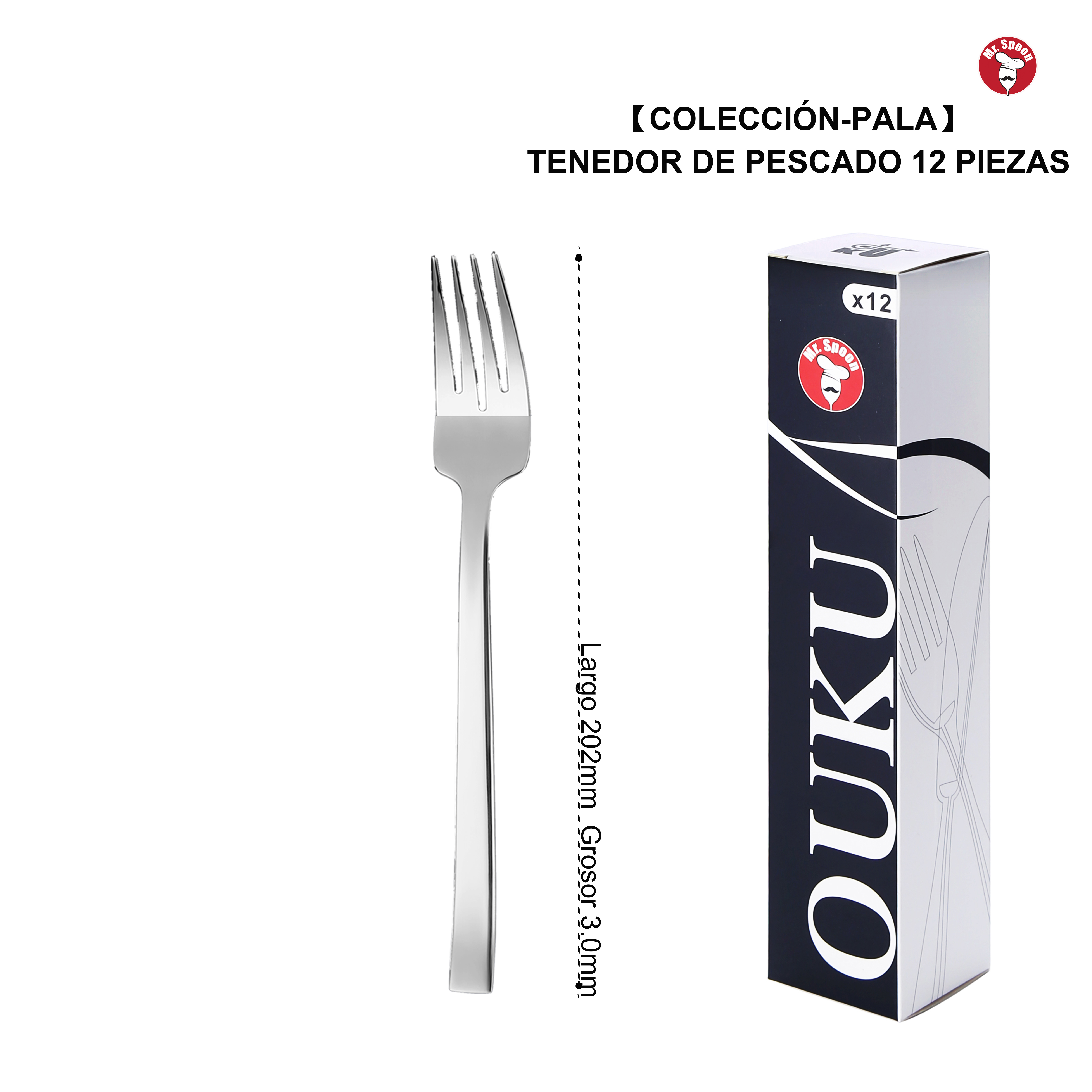 Mr.Spoon Serie Pala Set 12 Piezas Cubiertos Acero Inoxidable 18/0 Plata – Cuchillo de Carne, Tenedor, Cuchara de Sopa, Postre y Café – Cubertería Moderna Resistente Apta Lavavajillas para Cocina Hogar Restaurante