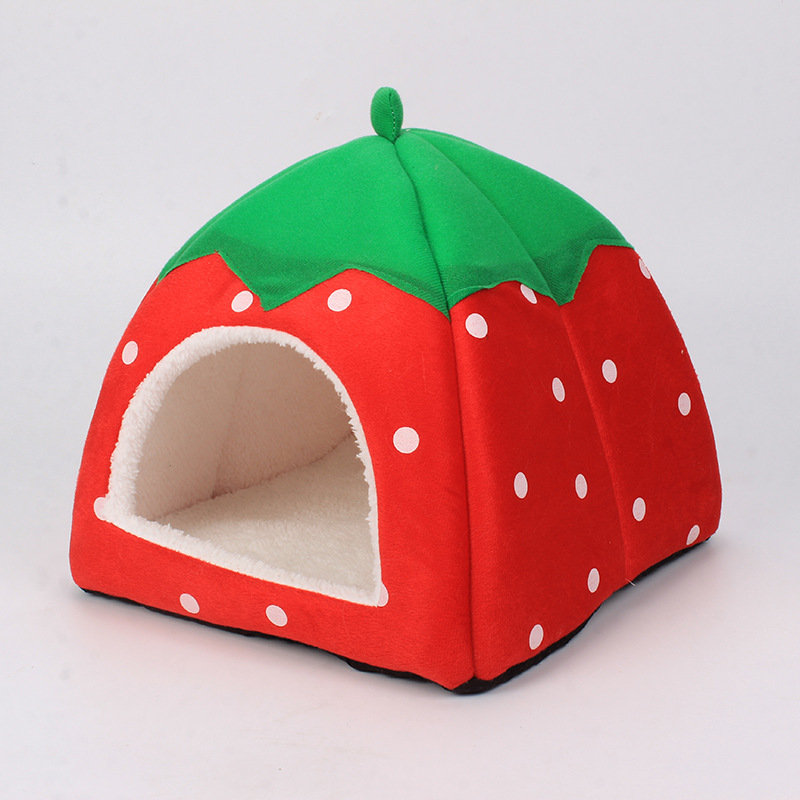 Cama para Gatos y Perros en Forma de Fresa - Mueble para Mascotas Pequeñas (Caniche, Pomerania, Bichón) para Interior Todas las Estaciones