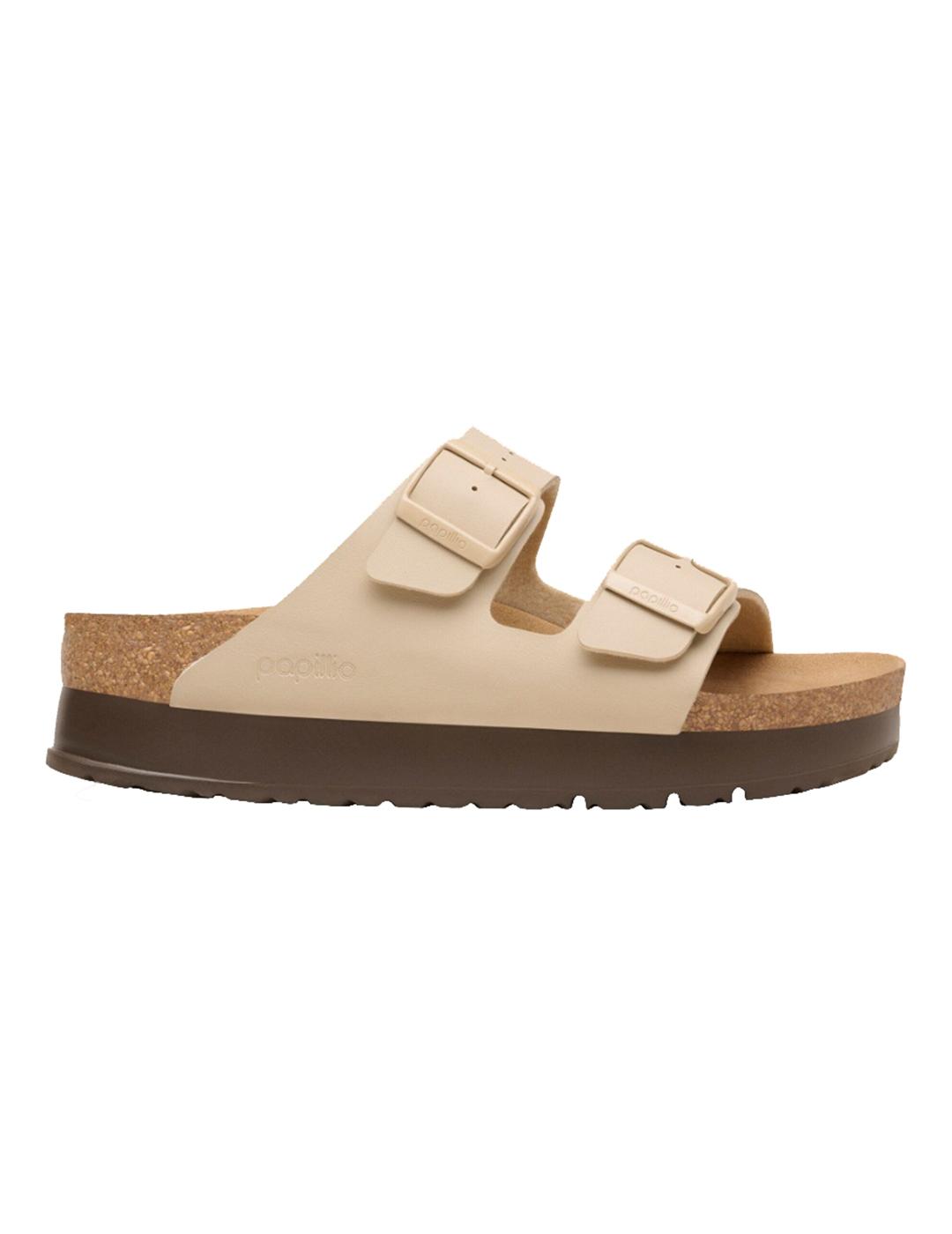 Sandalia Mujer Birkenstock Arizona Plataforma Beige