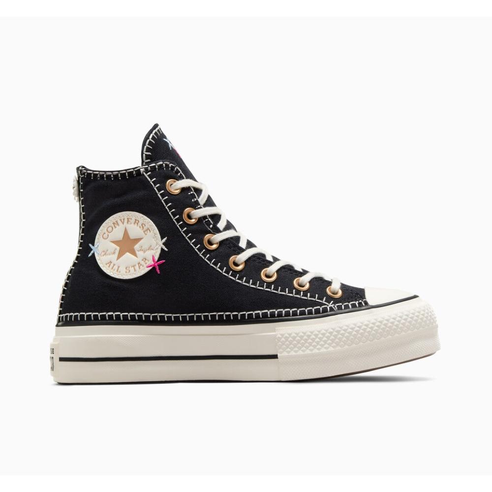 CONVERSE PLATAFORMA A08731C CTAS LIFT HI BLACK/EGRET/GOLD MODA MUJER